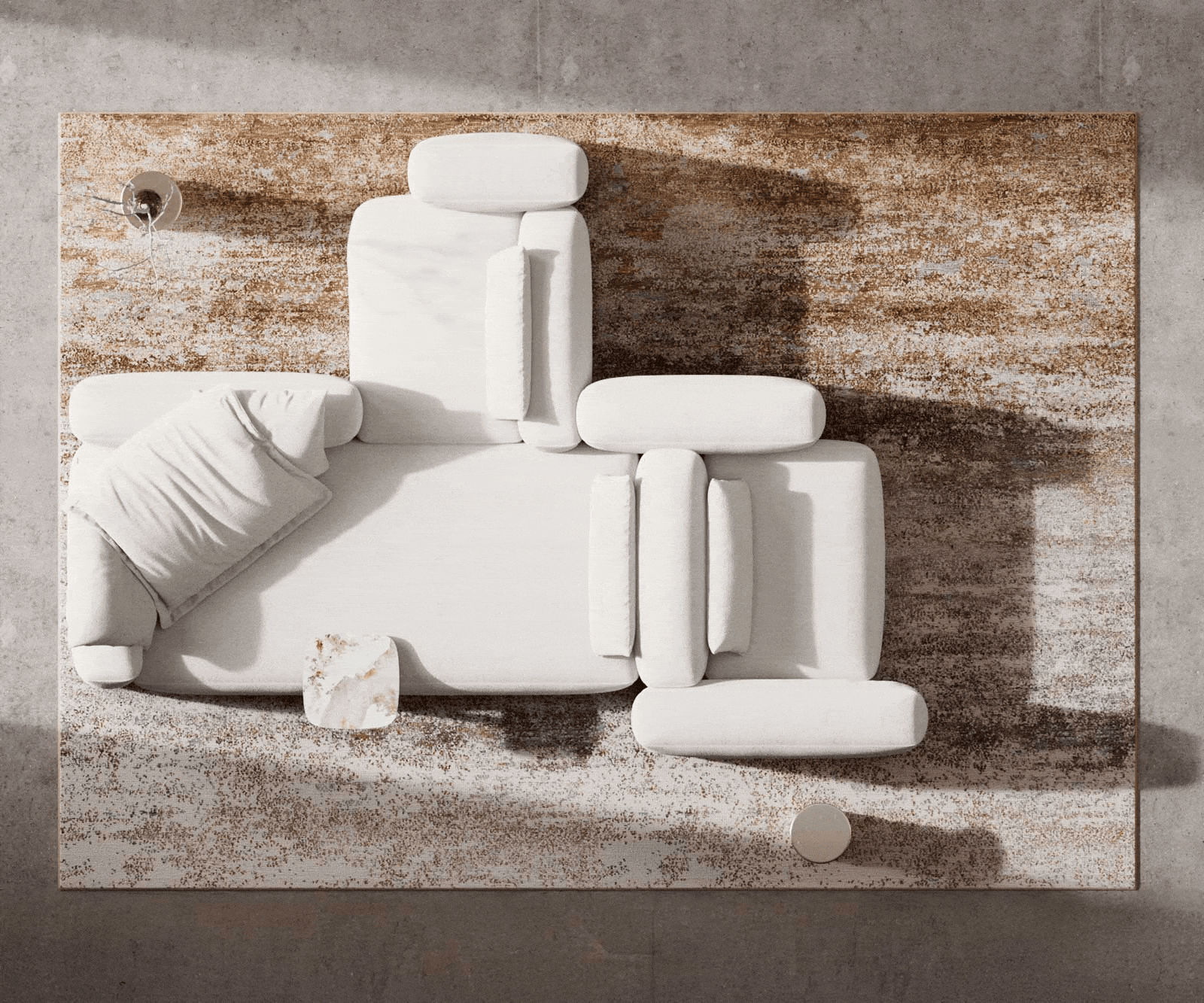 Woonkamer landschap Freestyle 360x290 cm Bouclé zacht Beige kapnaad 5