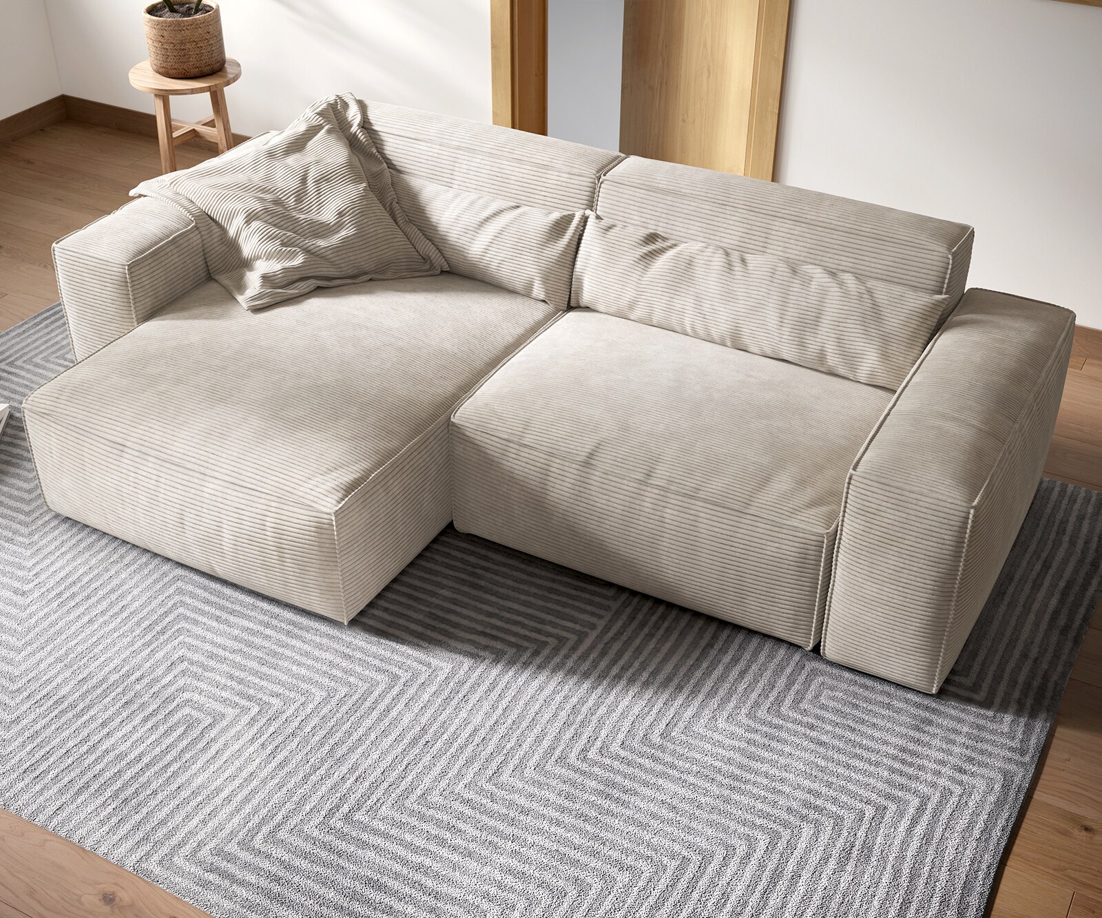 Hoekbank Sirpio XL 270x170 cm koord beige recamiere variabele 3 Hoekbank Sirpio XL 270x170 cm koord beige recamiere variabele 3
