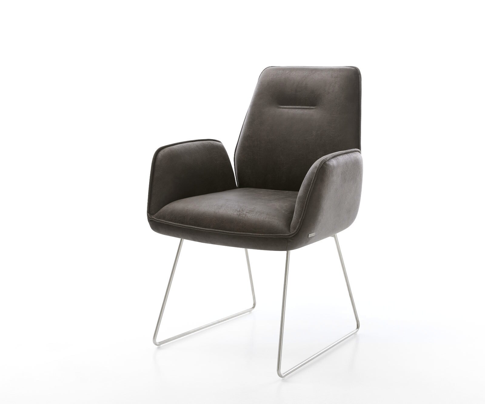 Eetkamerstoel Zoa-Flex microvelours antraciet vintage slipframe roestvrij staal pocketveer kern