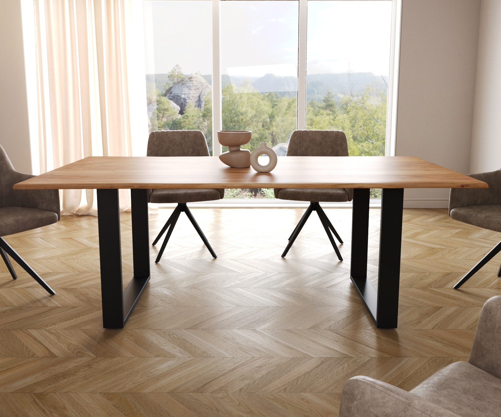 Eettafel Edge 200x100 S naturel acacia loper zwart Live-Edge 1 Eettafel Edge 200x100 S naturel acacia loper zwart Live-Edge 1