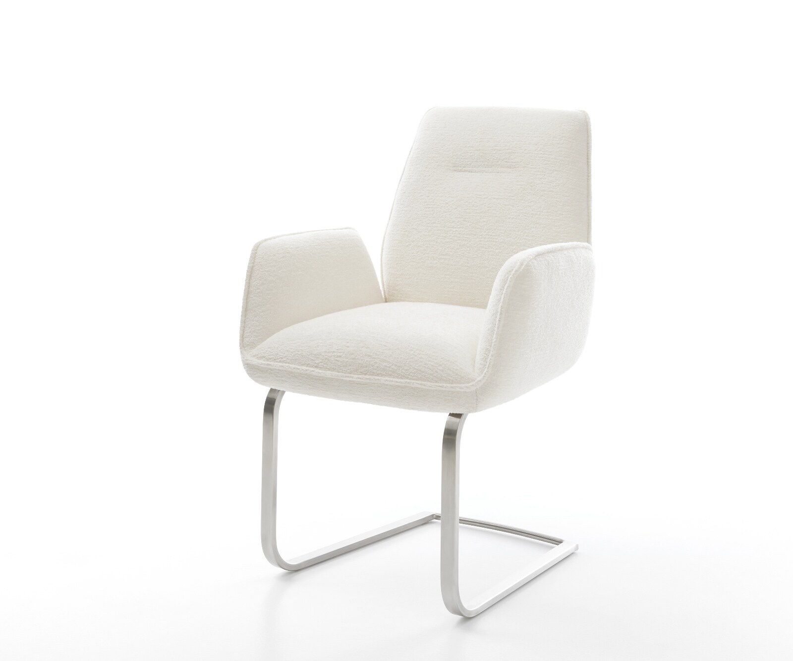 Sledemodel Zoa-Flex bouclé zacht beige sledemodel vlak roestvrij staal pocketveer kern