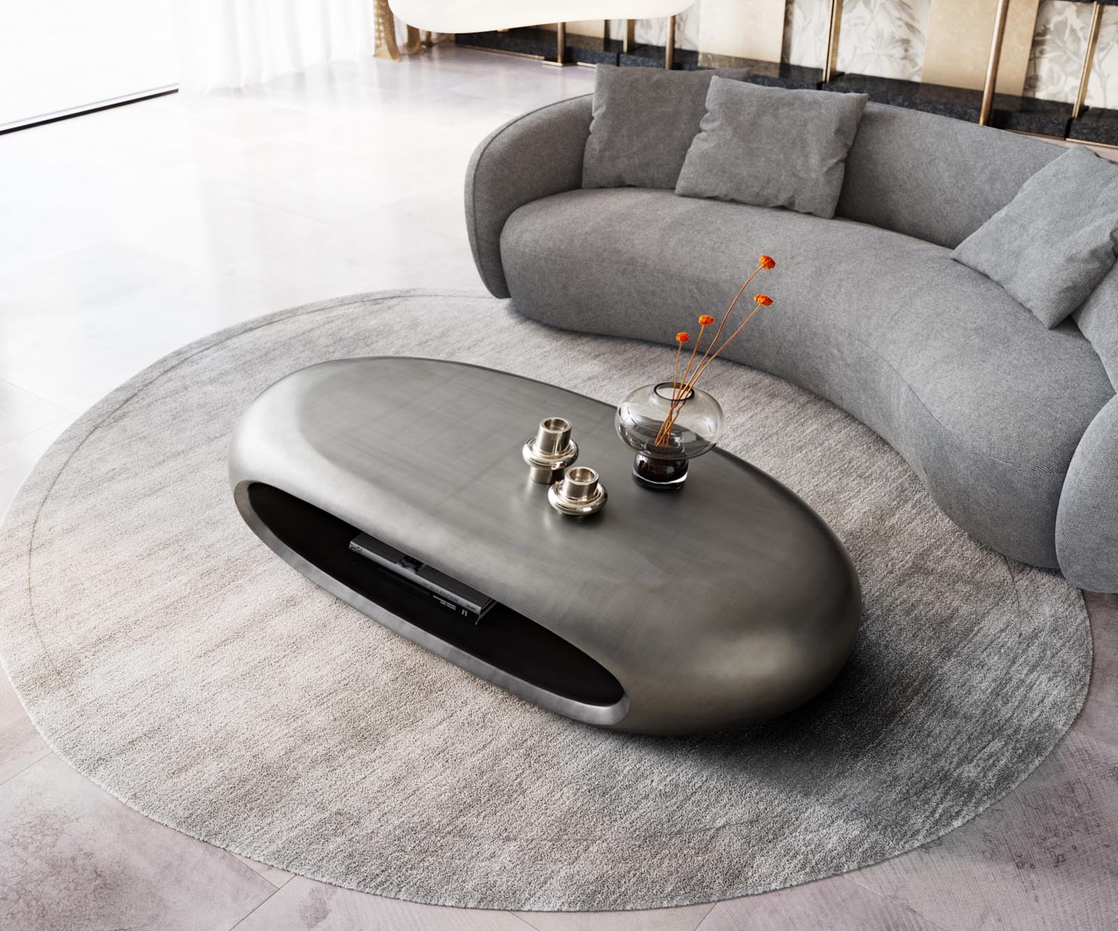 Salontafel Sinor 140x65 cm zilver metallic 3 Salontafel Sinor 140x65 cm zilver metallic 3