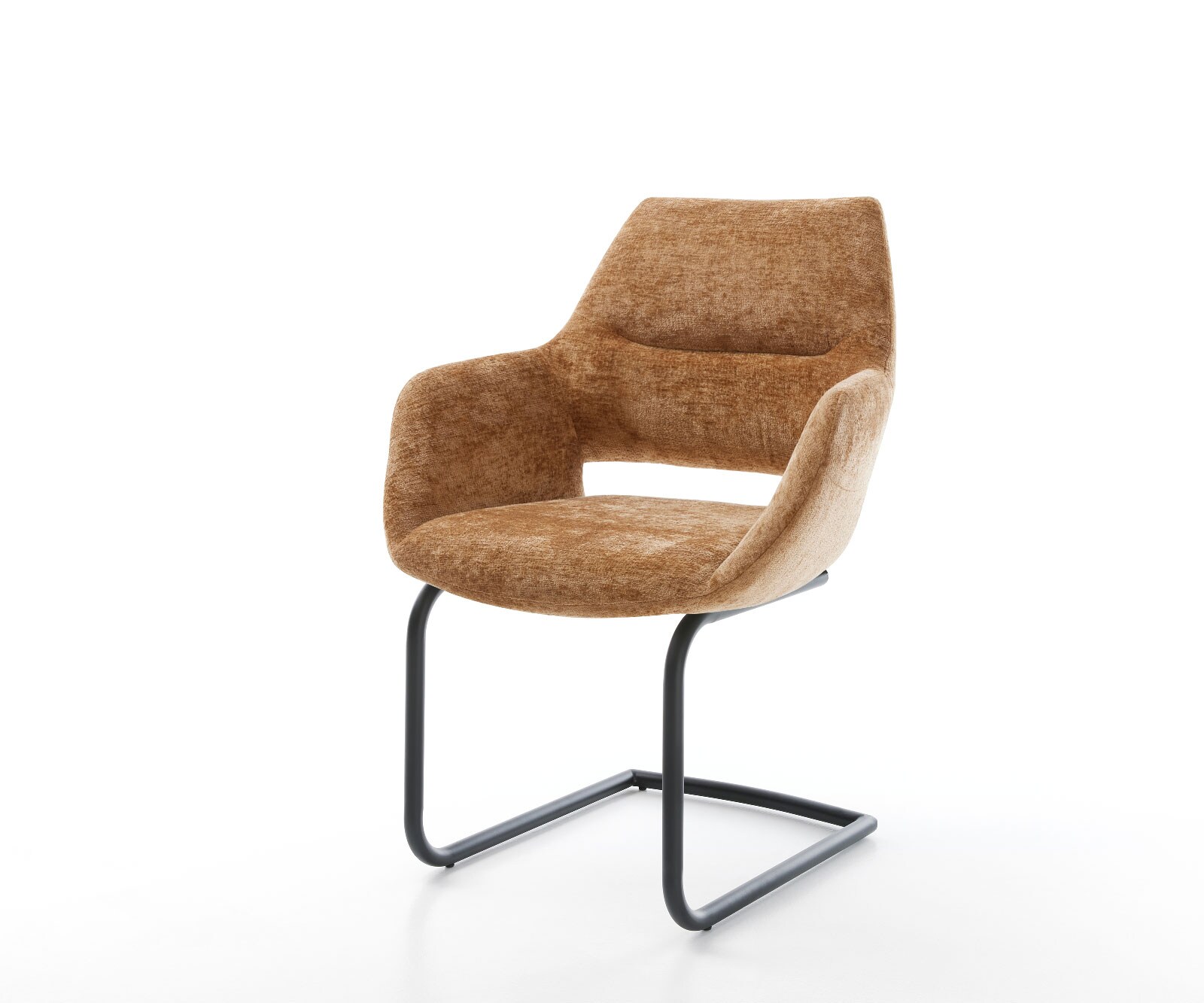 Sledemodel Yago-Flex met armleuning chenille Roest sledemodel rond zwart pocketveer kern