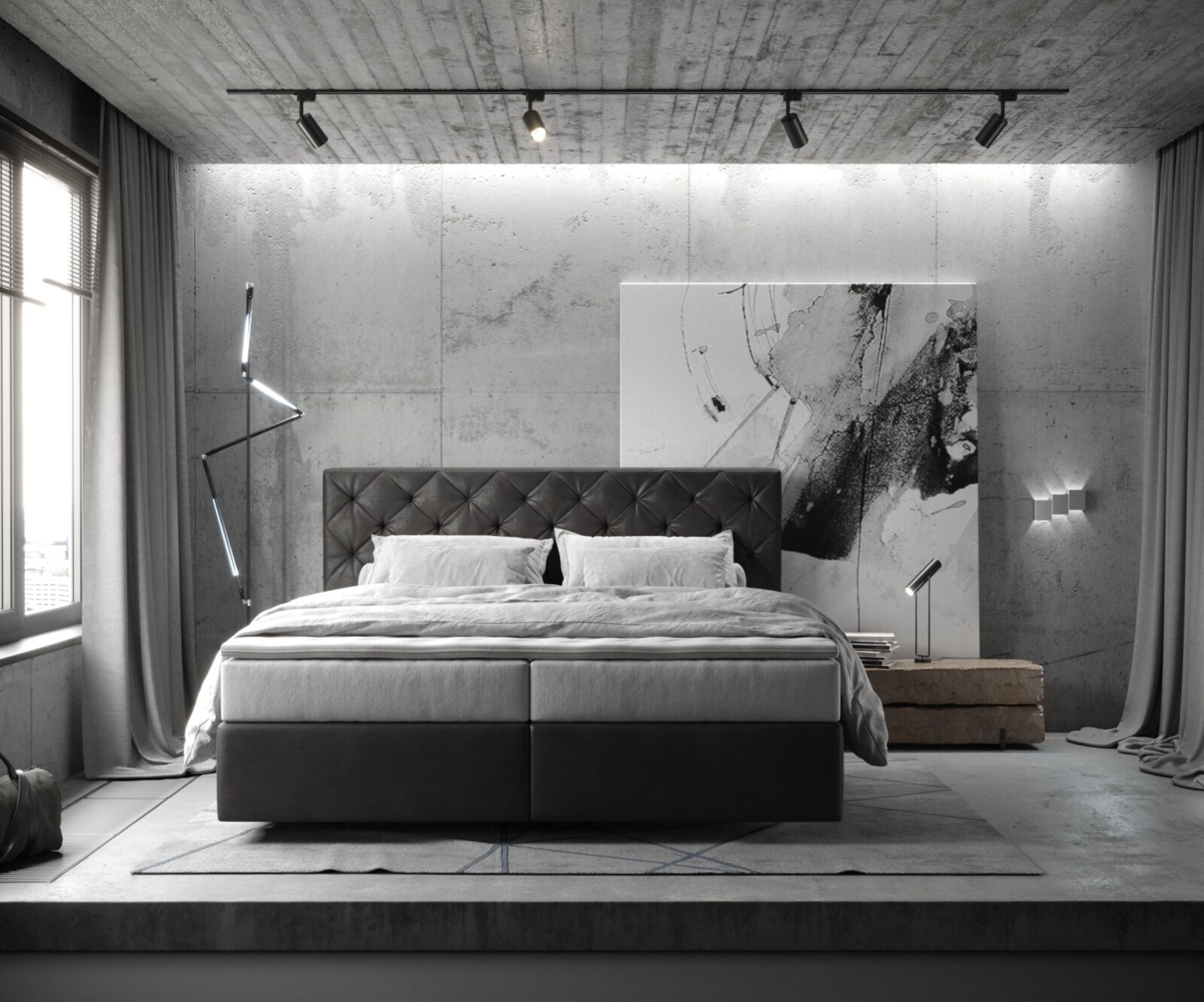 Boxspringbed Dream-Great 180x200 cm Microvezel Antraciet Vintage met TFK Matras en Visco Topper 1