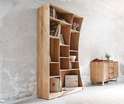 Boekenkast Live-Edge 121 cm van acacia natuur links
