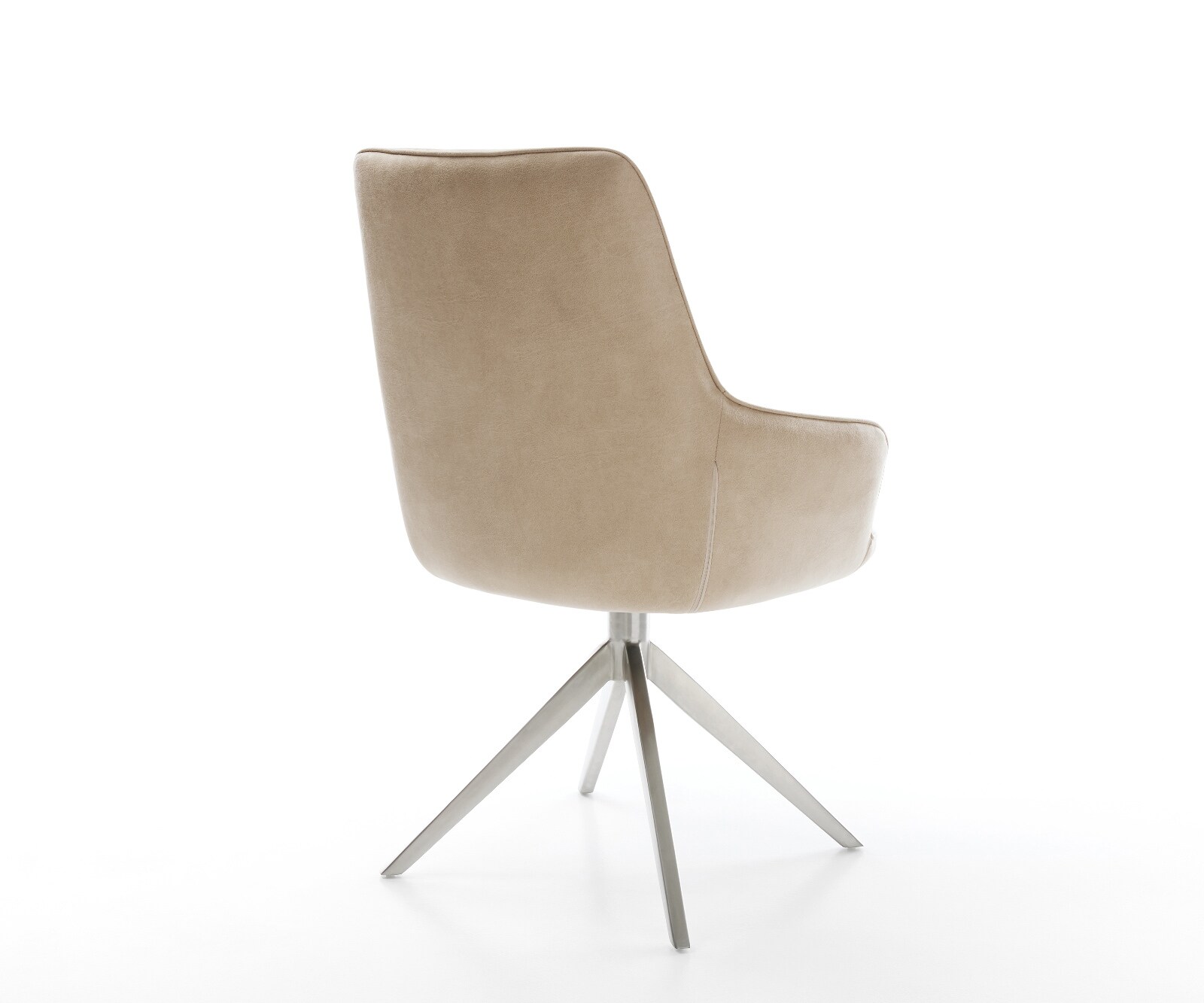 Draaistoel Zelia-Flex met armleuning microvelours beige vintage kruisframe breed roestvrij staal 360° draaibaar rocker-functie pocketveer kern 5