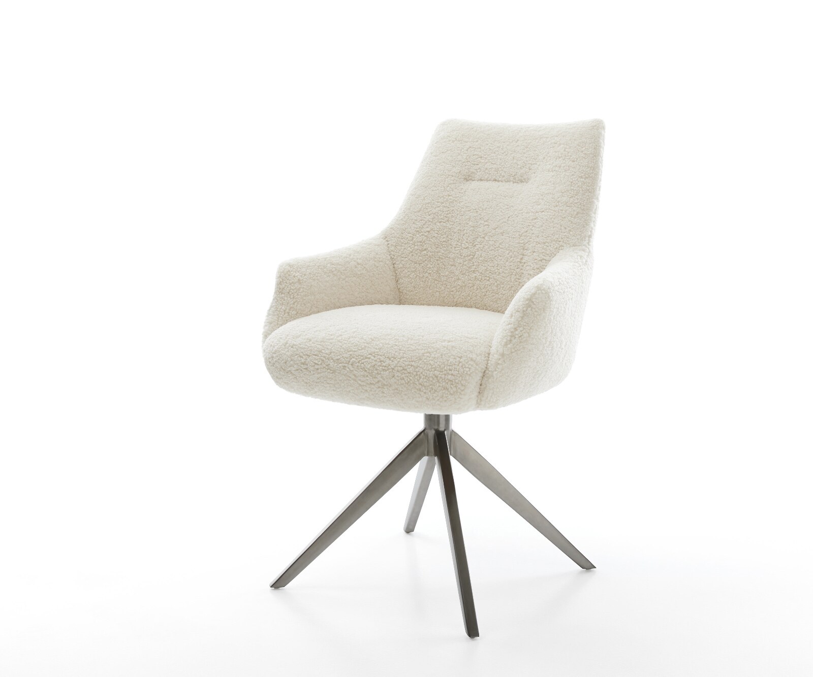 Draaistoel Alja-Flex met armleuning teddy beige kruisframe breed grafiet 360° draaibaar rocker-functie pocketveer kern