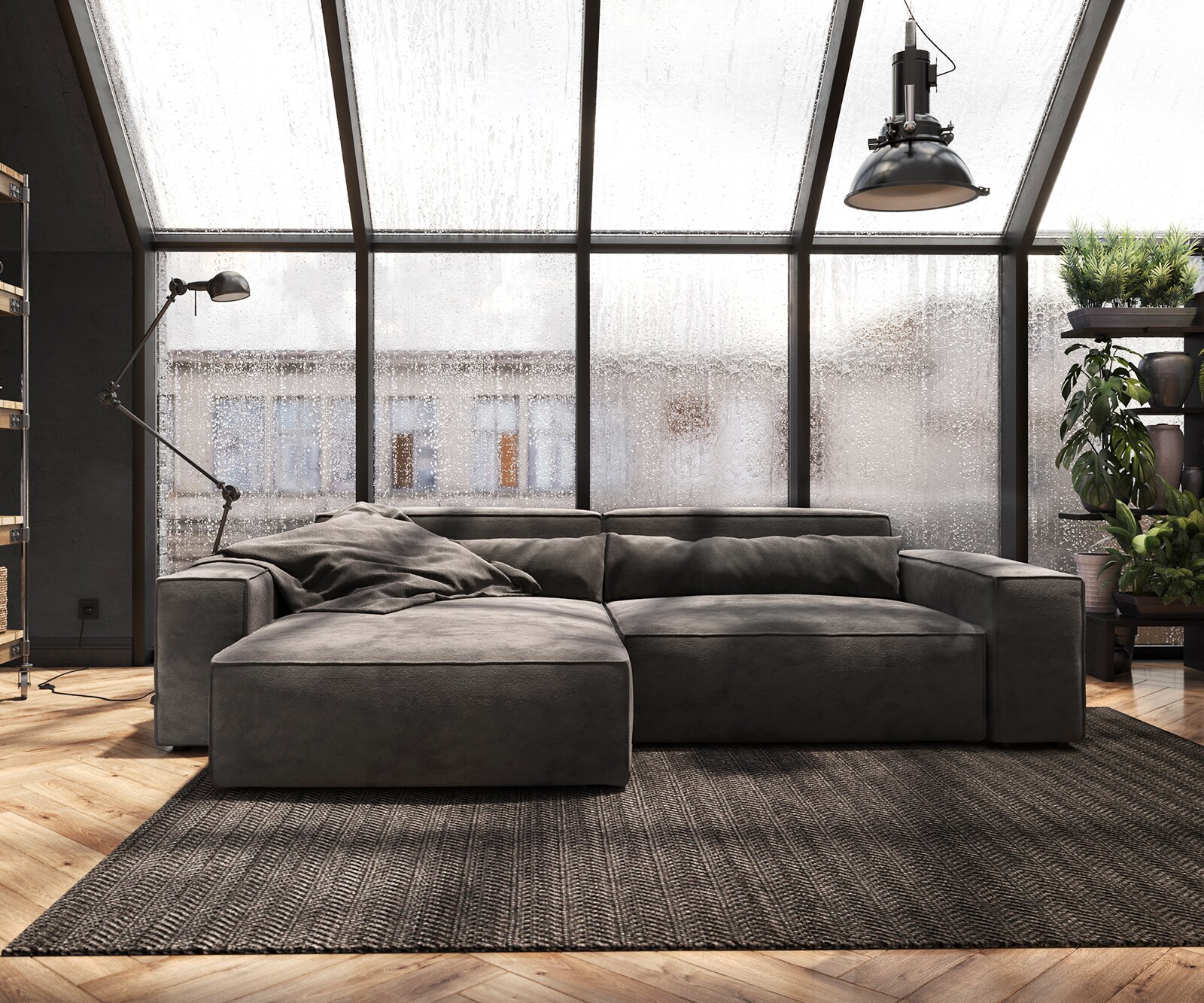 Hoekbank Sirpio XL 270x170 cm microvezel kaki bruin recamiere variabele 1
