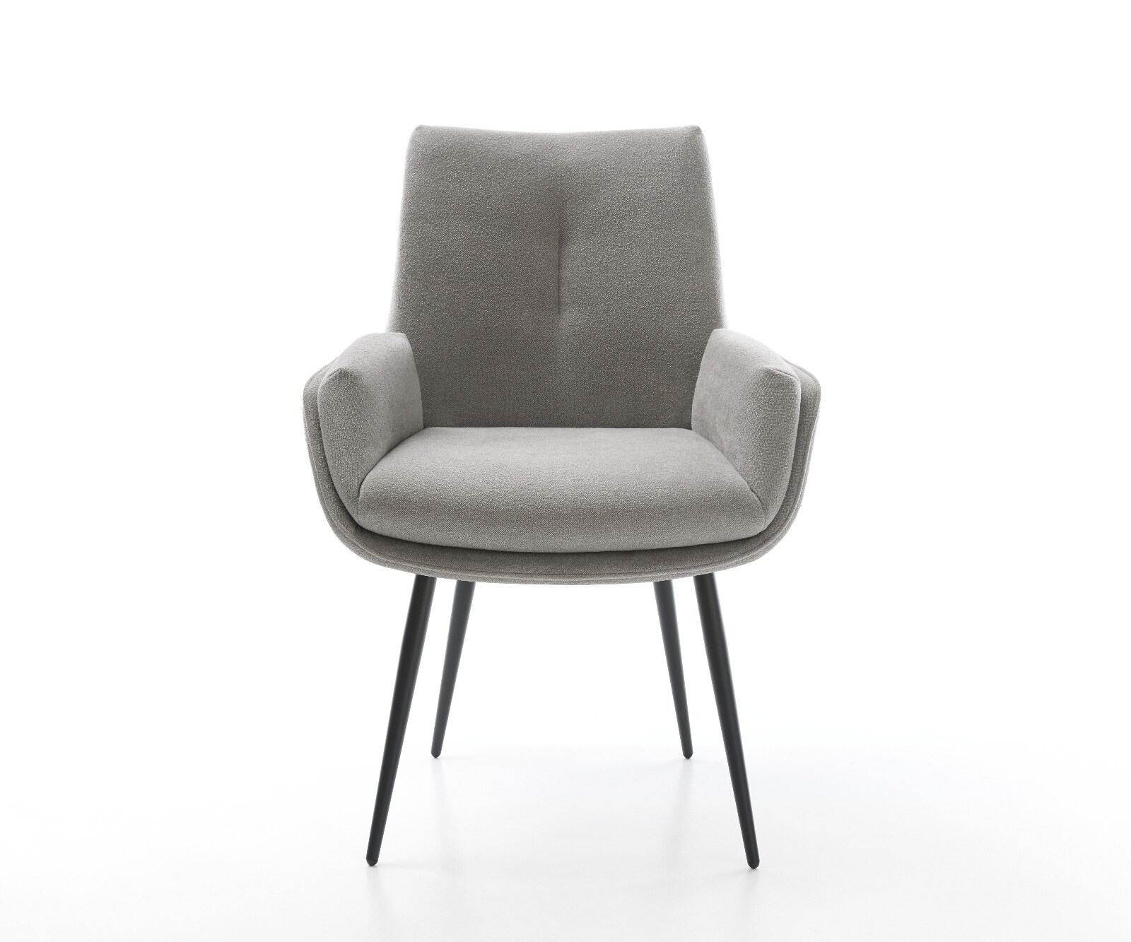 Eetkamerstoel Clea-Flex zachte stof met structuur grijs 4-poot conisch zwart pocketveer kern 2