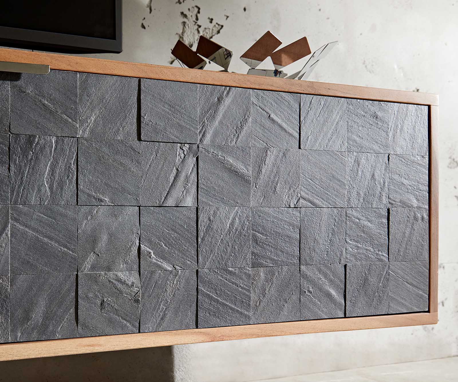 TV-meubel Teele 200 cm acacia natuur leisteen  2 Türen zwevend 5