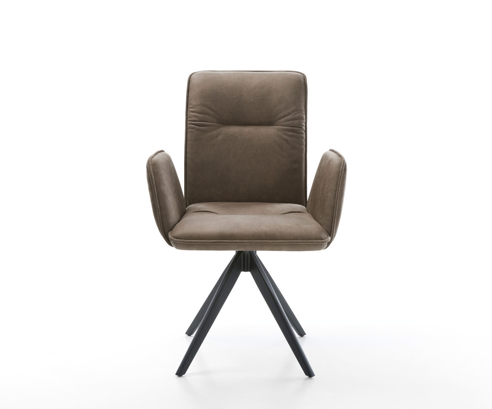 Eetkamerstoel Vinja-Flex microvelours taupe vintage kruisframe hoekig zwart 1 Eetkamerstoel Vinja-Flex microvelours taupe vintage kruisframe hoekig zwart 1