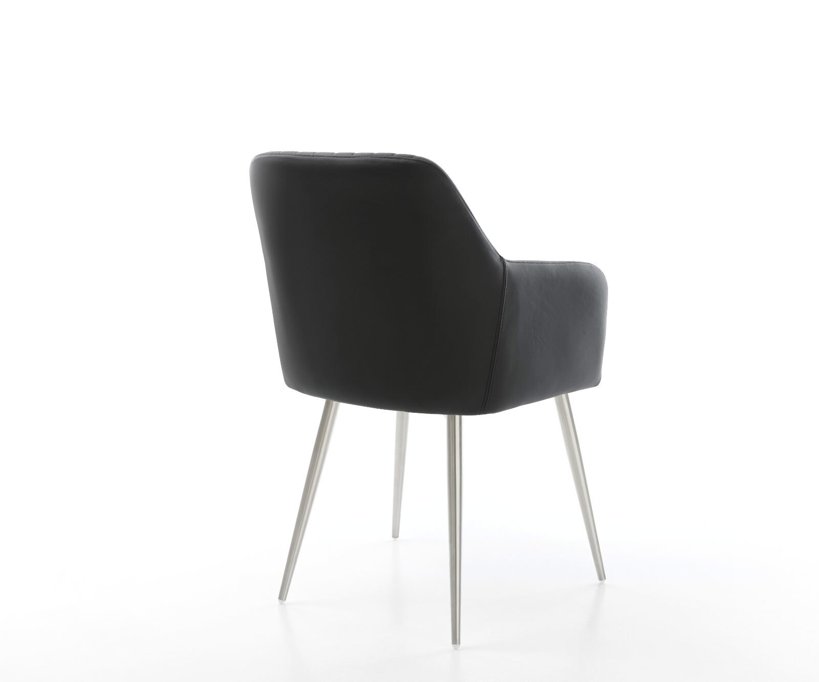 Eetkamerstoel Greg-Flex echt leer zwart 4-poot conisch roestvrij staal pocketveer kern 5