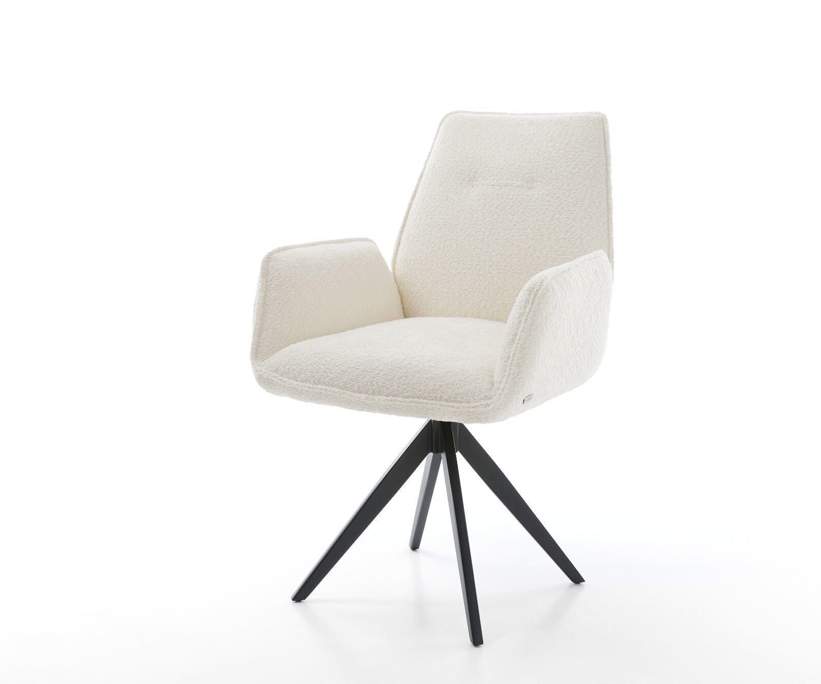 Eetkamerstoel Zoa-Flex bouclé wit kruisframe hoekig zwart pocketveer kern