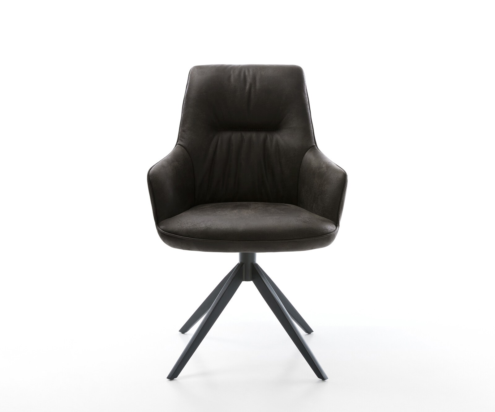 Draaistoel Zelia-Flex met armleuning microvelours antraciet vintage kruisframe breed zwart 360° draaibaar rocker-functie pocketveer kern 1