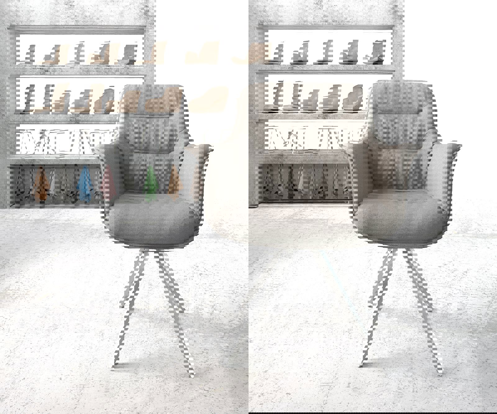 Draaistoel Kaira-Flex stripes lichtgrijs kruisframe hoekig roestvrij staal 180° draaibaar 1 Draaistoel Kaira-Flex stripes lichtgrijs kruisframe hoekig roestvrij staal 180° draaibaar 1