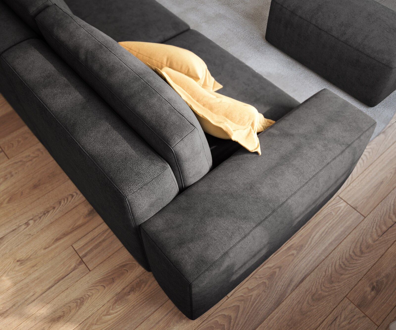 Big-sofa Lanzo 230x95 cm microvezel zwart met hocker 4