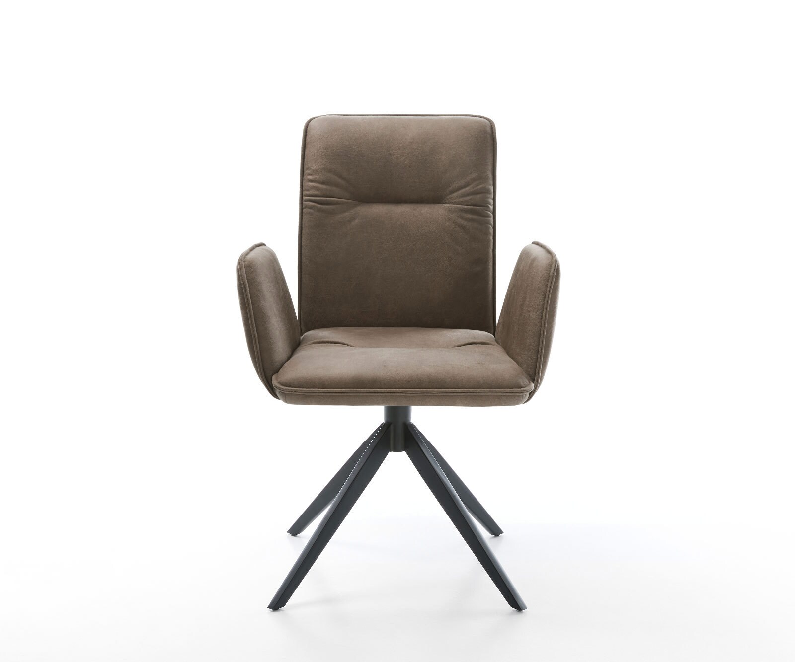 Draaistoel Vinja-Flex microvelours taupe vintage kruisframe breed zwart 360° draaibaar rocker-functie 1