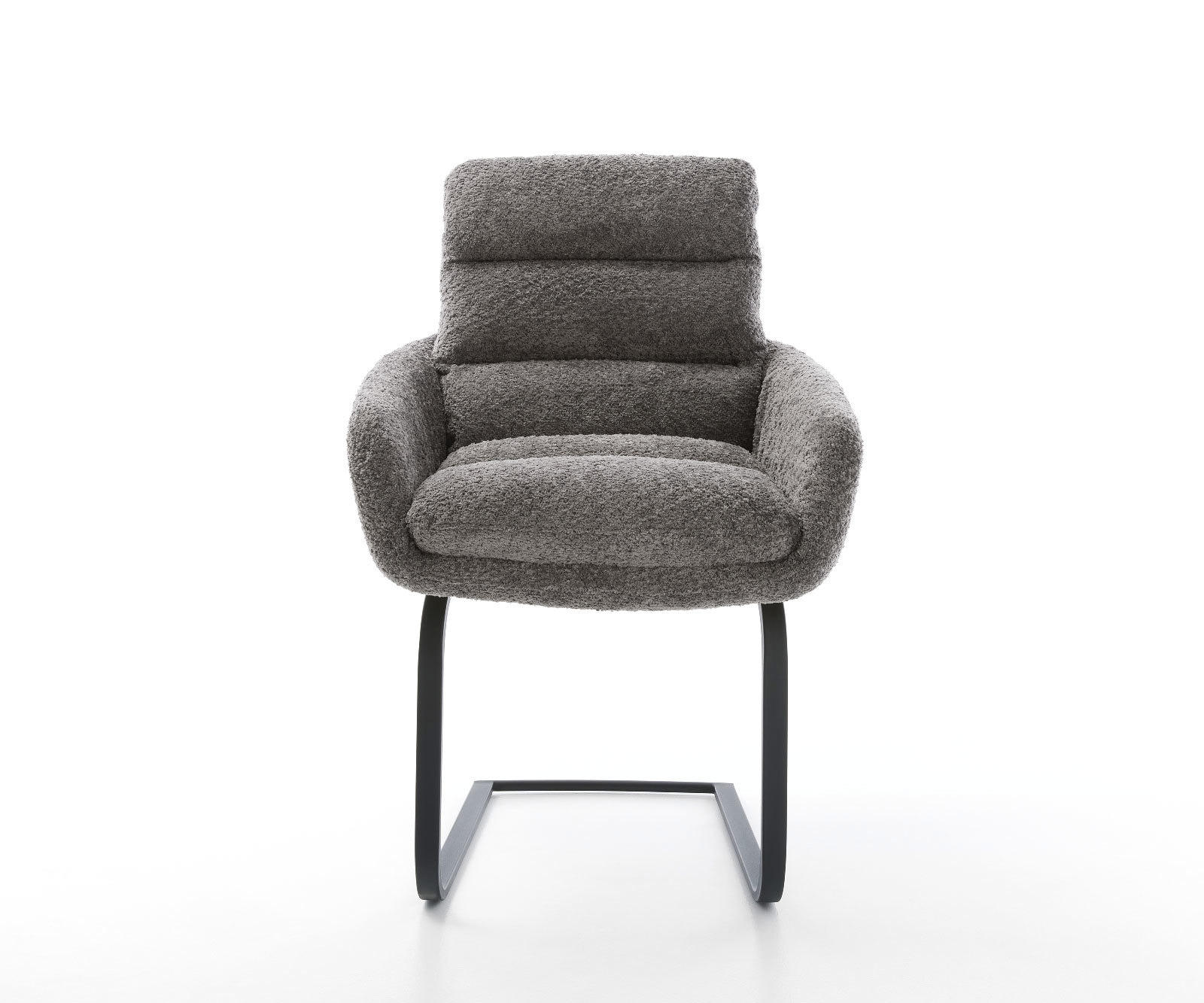 Sledemodel Abelia-Flex met armleuning bouclé grijs sledemodel vlak zwart 1 Sledemodel Abelia-Flex met armleuning bouclé grijs sledemodel vlak zwart 1