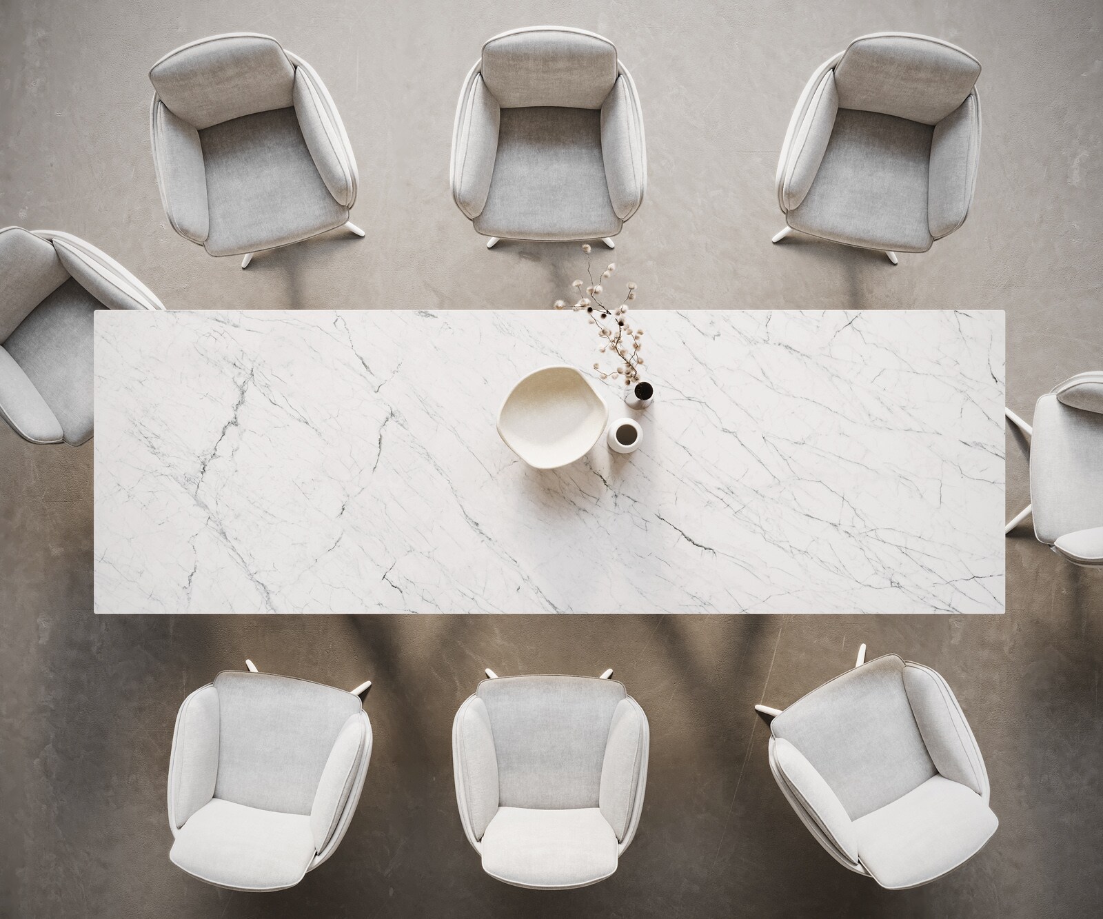 Eetkamertafel Edge 300x100 keramiek Laminam®Statuarietto wit Estelar rond  metaal wit 5
