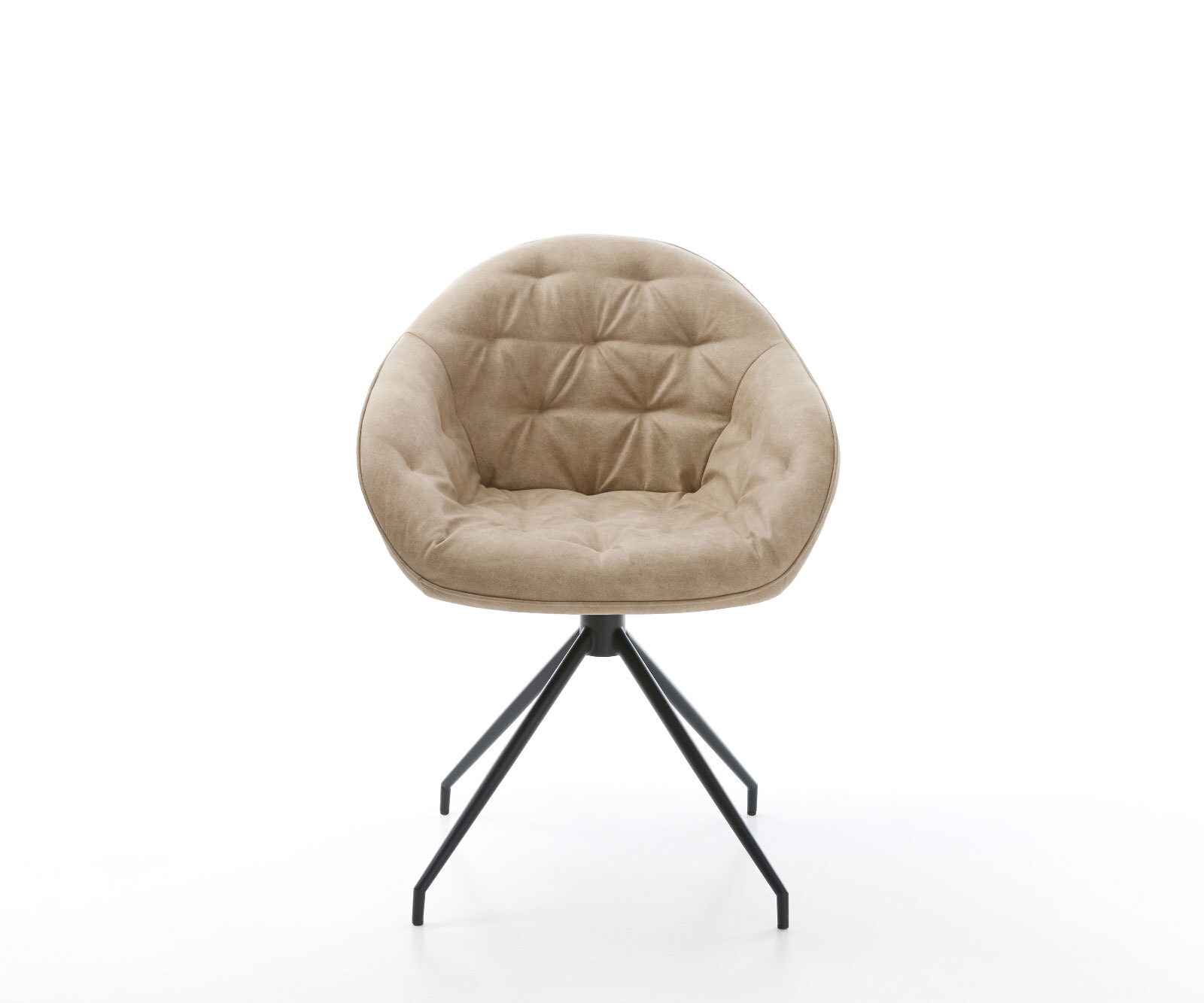 Eetkamerstoel Gaio-Flex microvelours beige vintage kruisframe conisch zwart 1