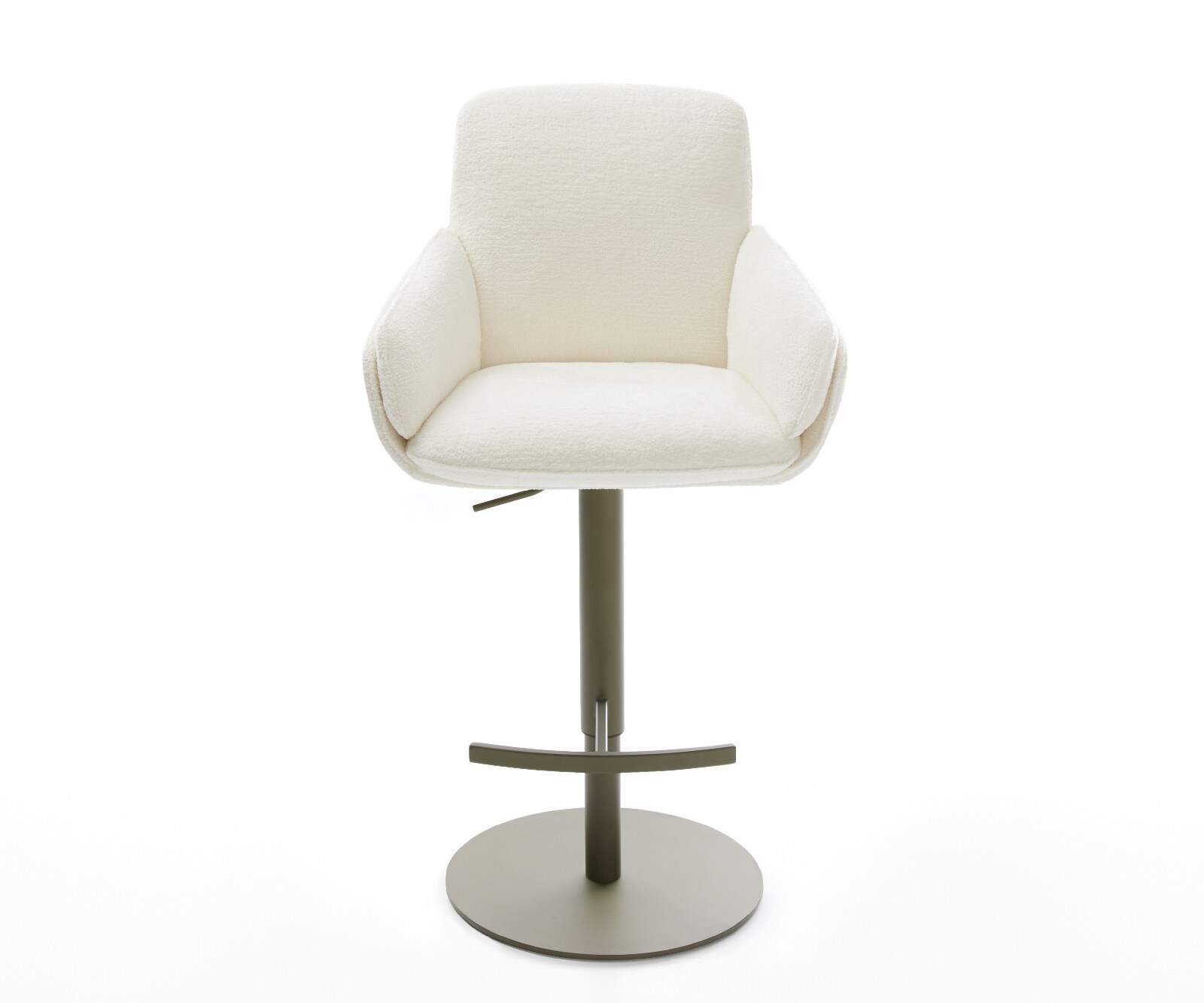 Barstoel Luan-Flex Bouclé zacht Beige Draaivoet in hoogte verstelbaar Titaankleurig Titaankleurig 2