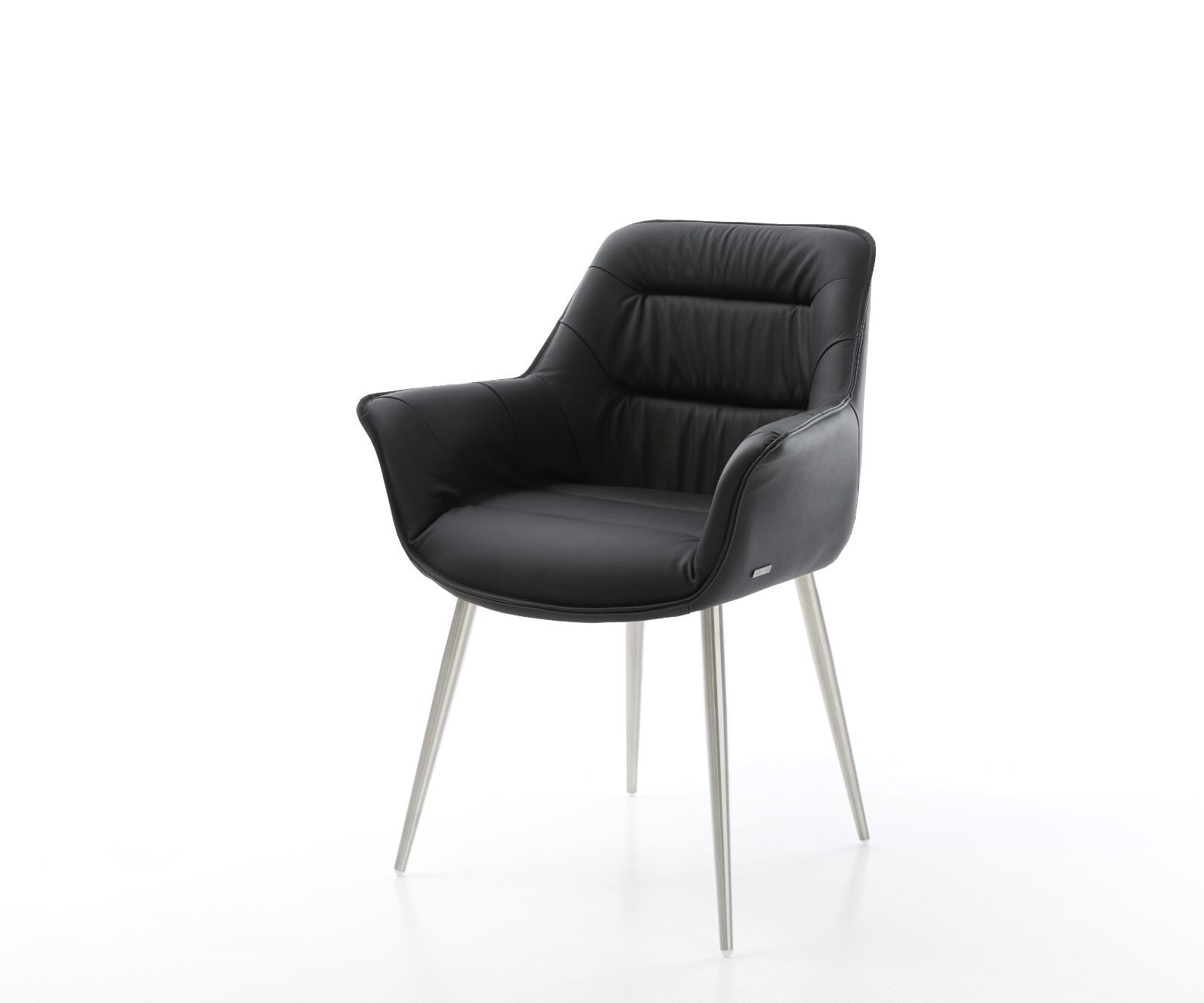 Eetkamerstoel Kaira-Flex echt leer zwart 4-poot conisch roestvrij staal Eetkamerstoel Kaira-Flex echt leer zwart 4-poot conisch roestvrij staal