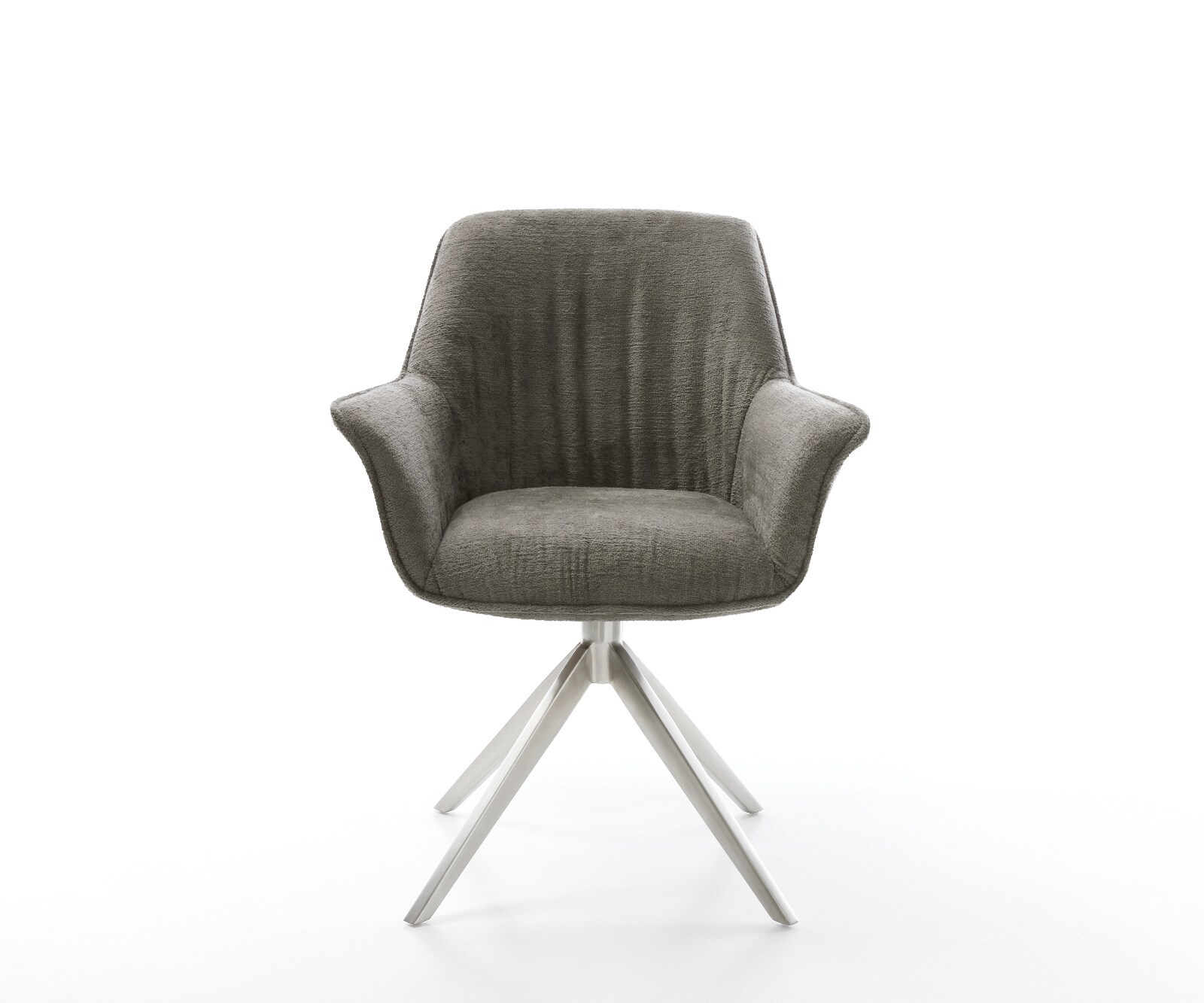 Draaistoel Keila-Flex met armleuning bouclé zacht mud kruisframe breed roestvrij staal 360° draaibaar rocker-functie 1
