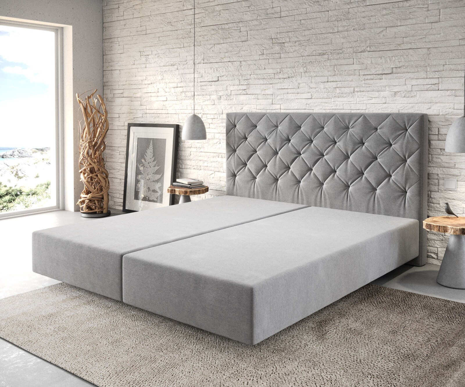 Boxspring-frame Dream-Great 180x200 microvezel grijs