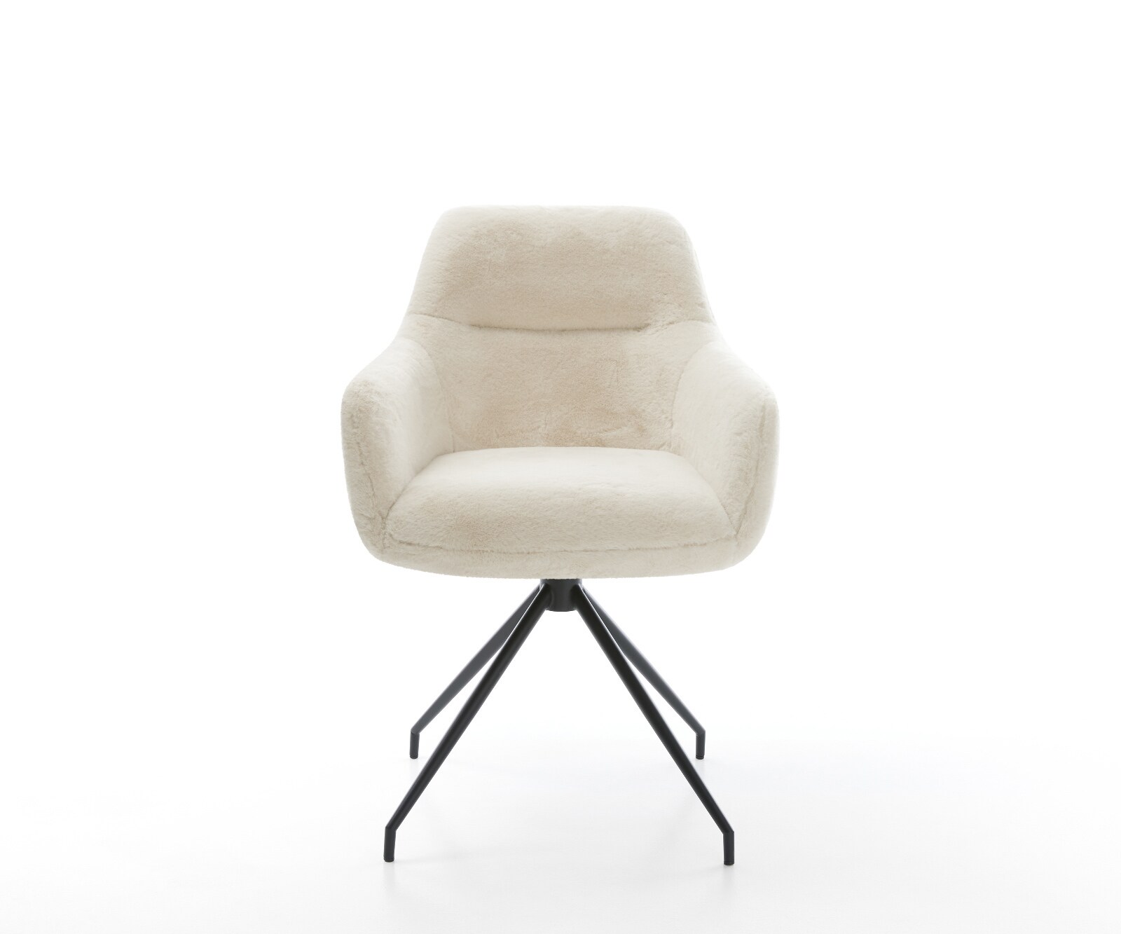 Eetkamerstoel Pejo-Flex pluchen crème-wit kruisframe conisch zwart pocketveer kern 2