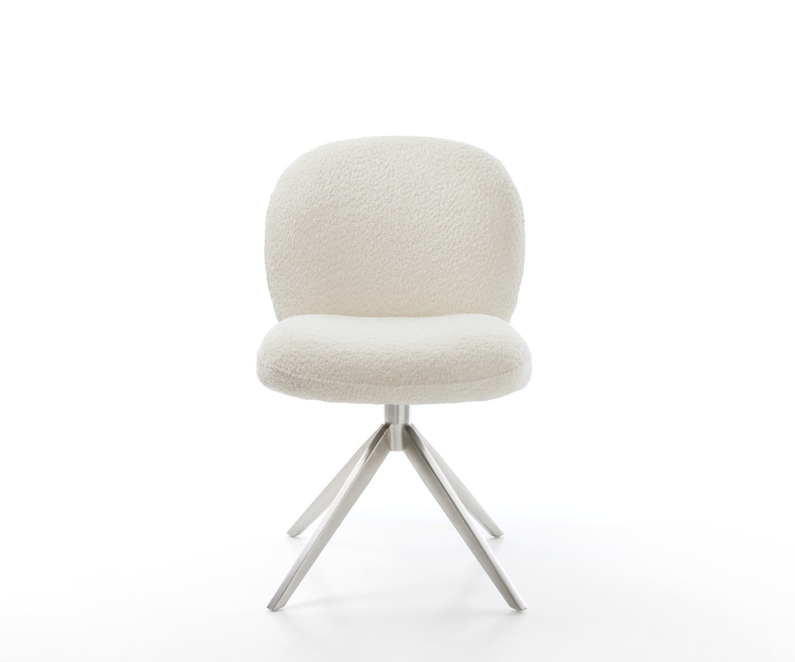 Draaistoel Nube-Flex bouclé wit kruisframe breed roestvrij staal 360° draaibaar rocker-functie pocketveer kern 1