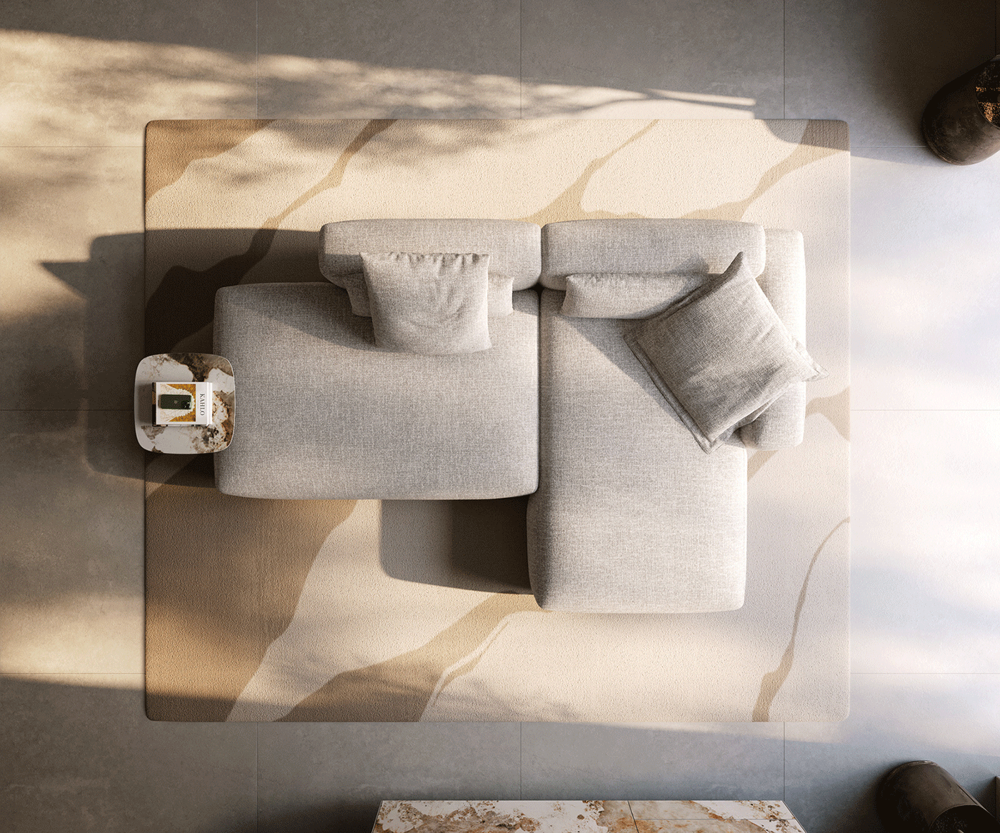 Hoekbank Freestyle 310x200 cm Zachte Geweven stof Beige kapnaad 5