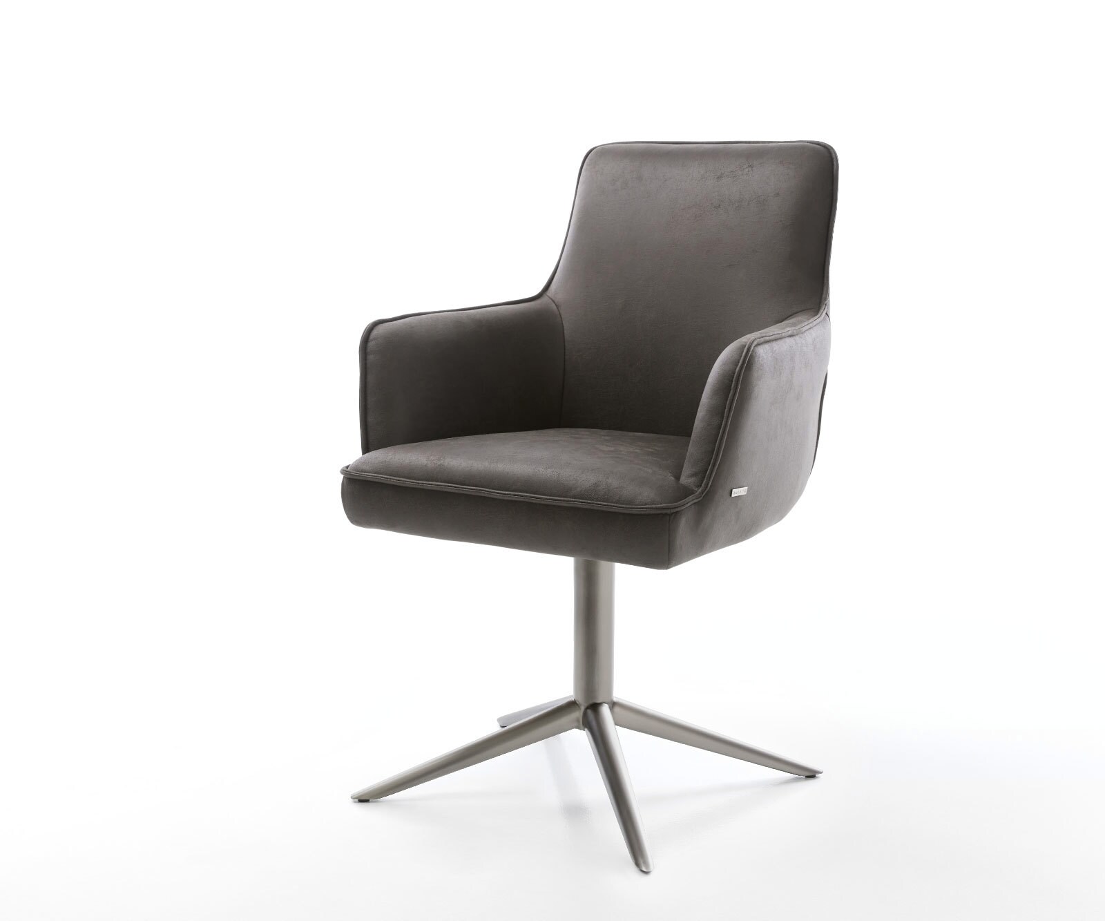 Draaistoel Heira-Flex met armleuning microvelours antraciet vintage kruispoot grafiet 360° draaibaar rocker-functie pocketveer kern 1