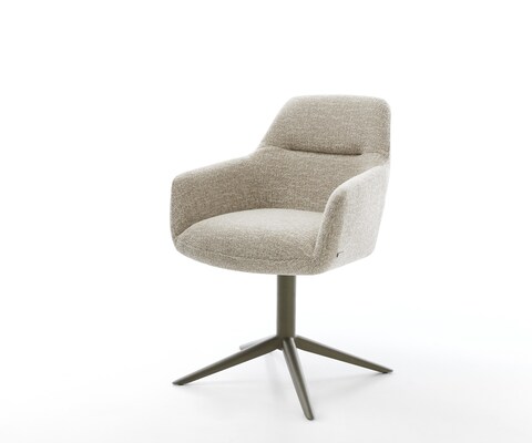 Draaistoel Pejo-Flex geweven stof beige kruispoot afwerking met titanium 360° draaibaar rocker-functie pocketveer kern