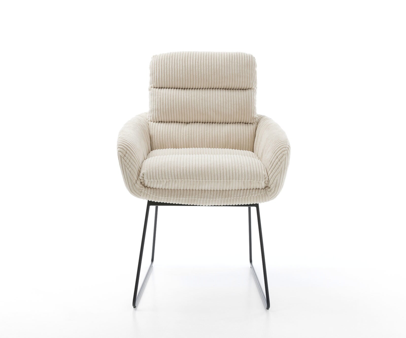 Eetkamerstoel Abelia-Flex met armleuning koord beige slipframe zwart 2