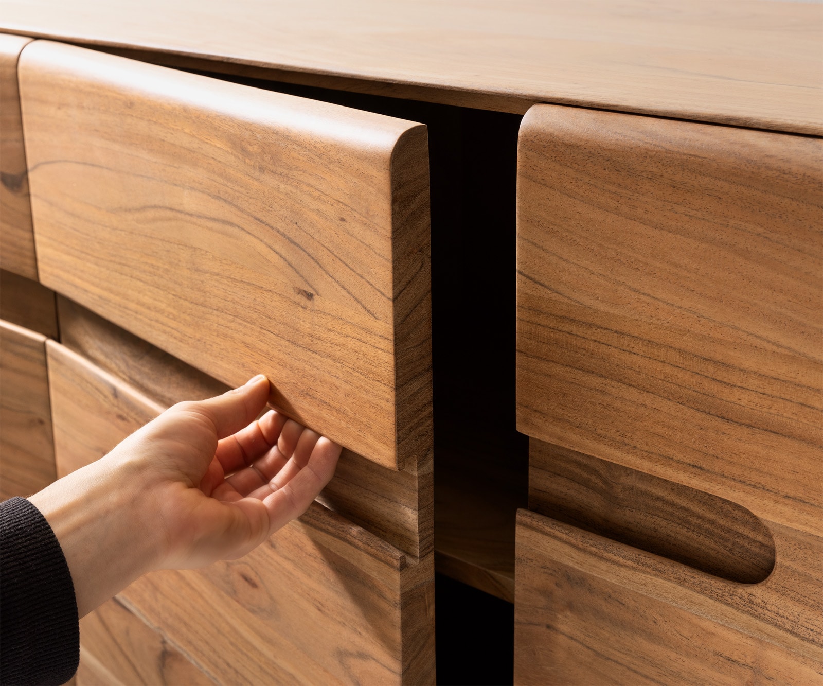 Tv-meubel Anaya 220 cm natuur acacia 4 deuren 2 laden Zwevend 4 Tv-meubel Anaya 220 cm natuur acacia 4 deuren 2 laden Zwevend 4