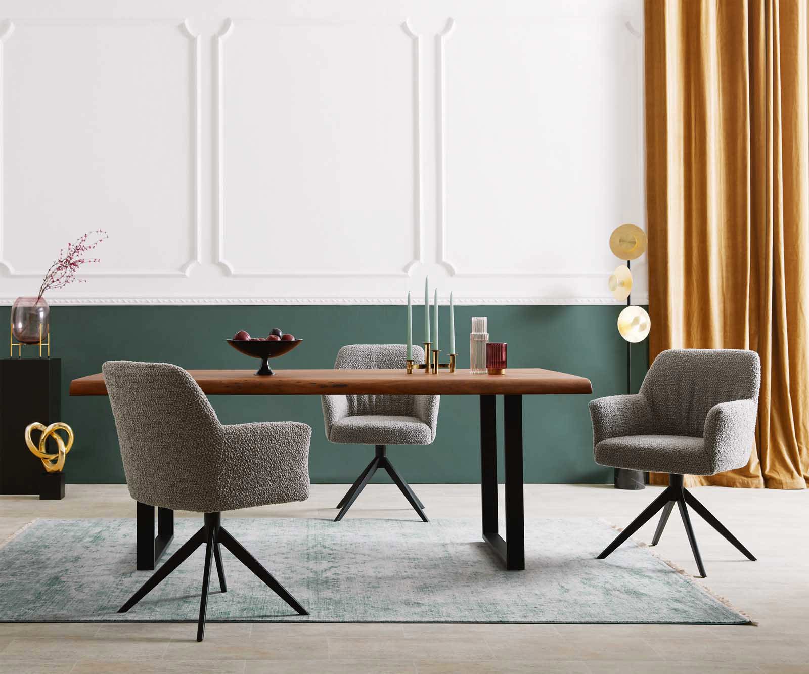 Draaistoel Xana-Flex met armleuning bouclé zilver grijs kruisframe breed zwart 360° draaibaar pocketveer kern 5 Draaistoel Xana-Flex met armleuning bouclé zilver grijs kruisframe breed zwart 360° draaibaar pocketveer kern 5