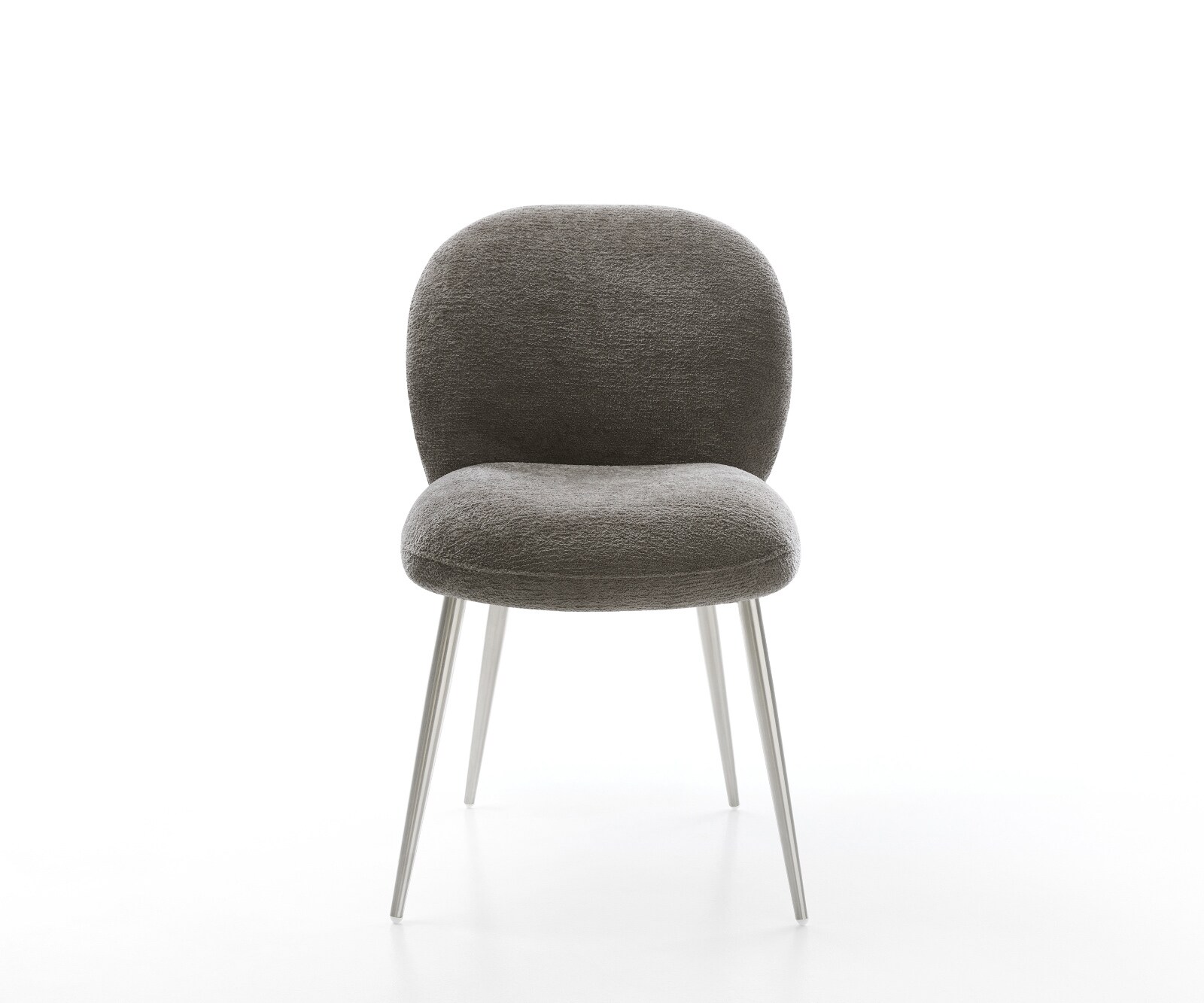 Eetkamerstoel Nube-Flex bouclé zacht mud 4-poot conisch roestvrij staal pocketveer kern 2