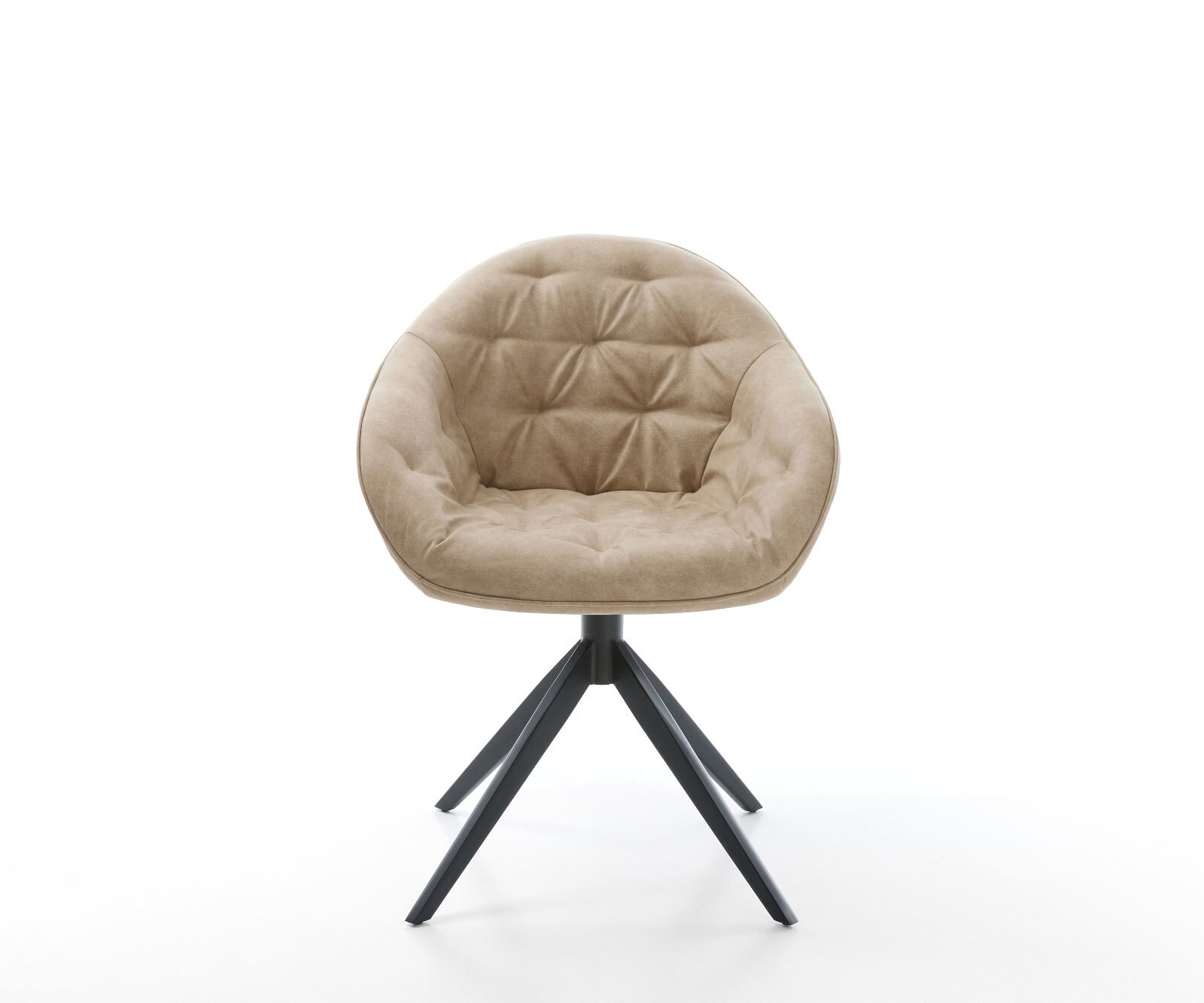 Draaistoel Gaio-Flex microvelours beige vintage kruisframe breed zwart 360° draaibaar rocker-functie 1