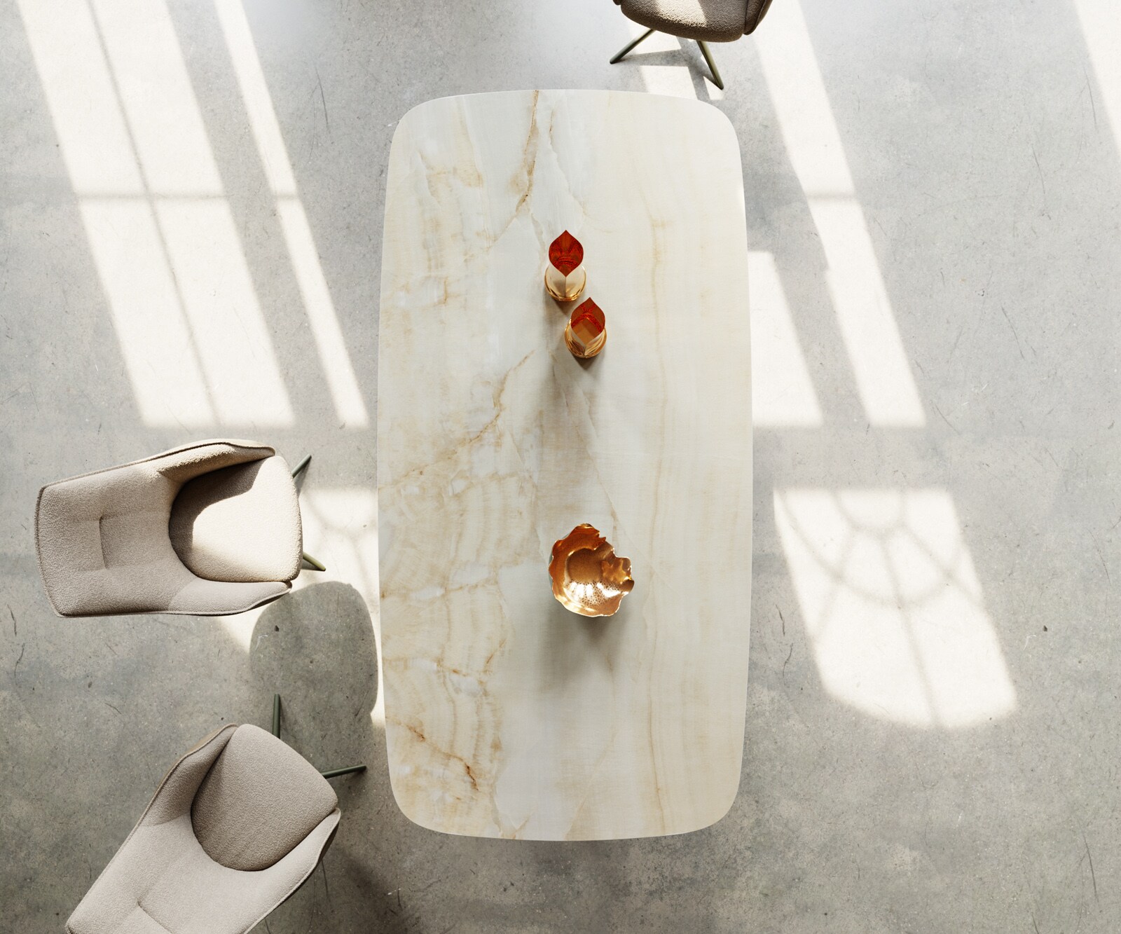 Eetkamertafel Edge Boot 240x120 keramiek Iris FMG Onice OroTroa metaal effectafwerking titaan 3