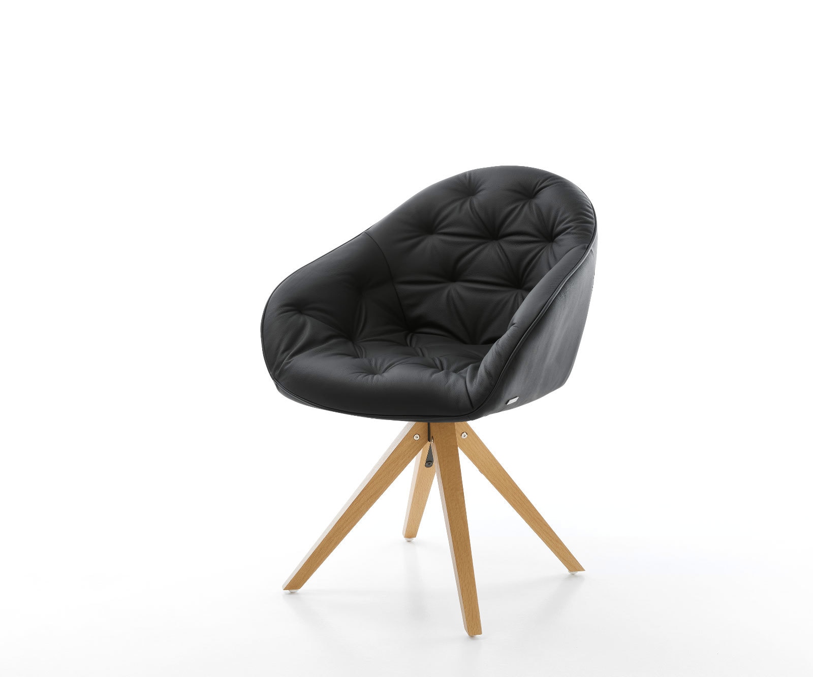 Eetkamerstoel Gaio-Flex echt leer zwart houten frame hoekig natuur Eetkamerstoel Gaio-Flex echt leer zwart houten frame hoekig natuur