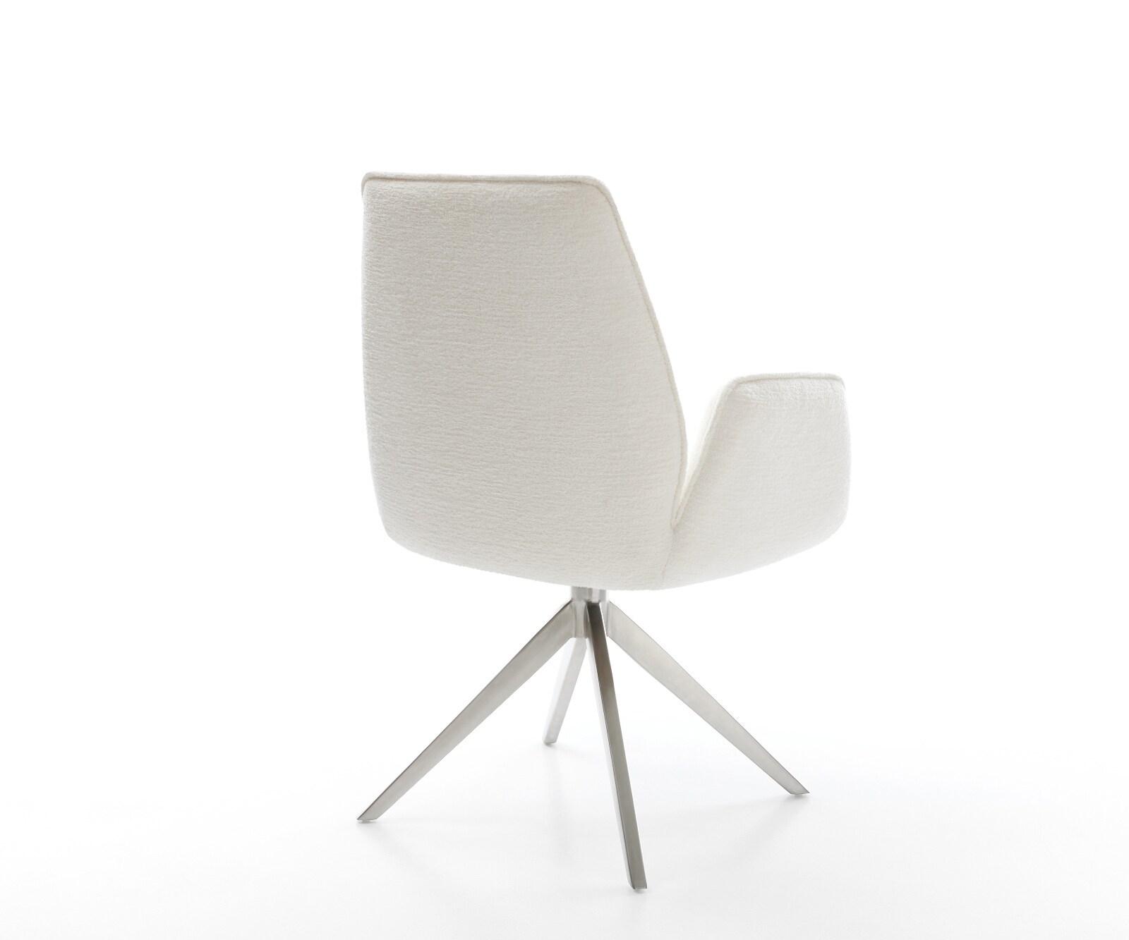 Draaistoel Zoa-Flex bouclé zacht beige kruisframe breed roestvrij staal 360° draaibaar rocker-functie pocketveer kern 5
