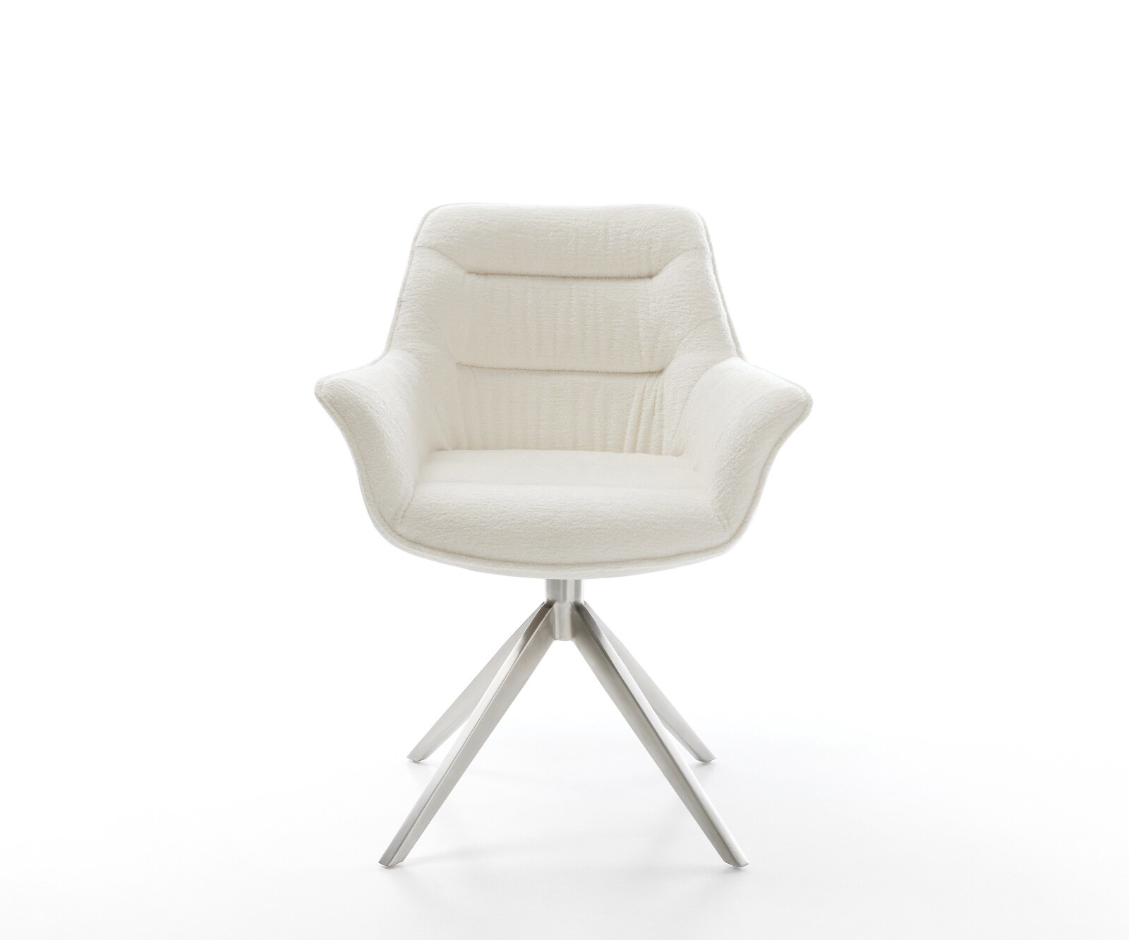 Draaistoel Kaira-Flex bouclé zacht beige kruisframe breed roestvrij staal 360° draaibaar rocker-functie 2