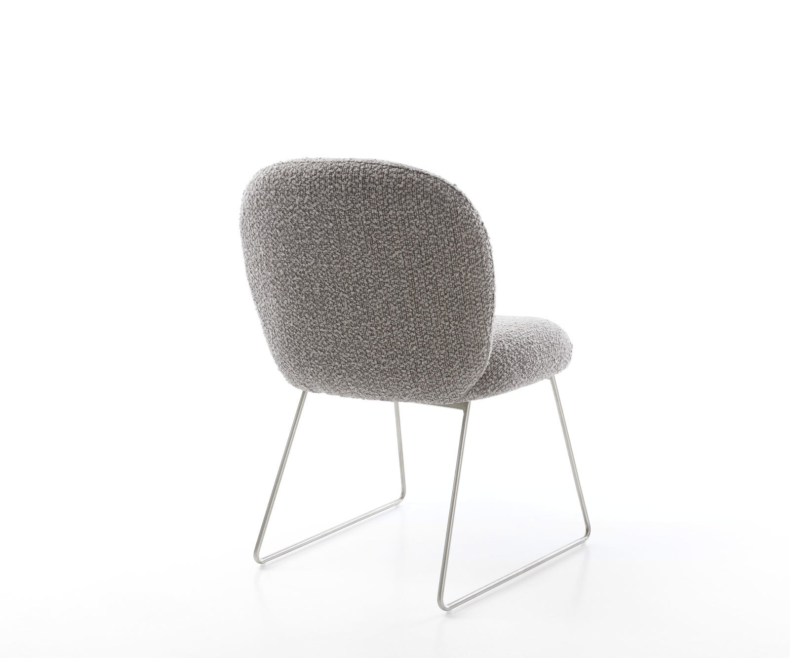 Eetkamerstoel Nube-Flex bouclé zilver grijs slipframe roestvrij staal pocketveer kern 5