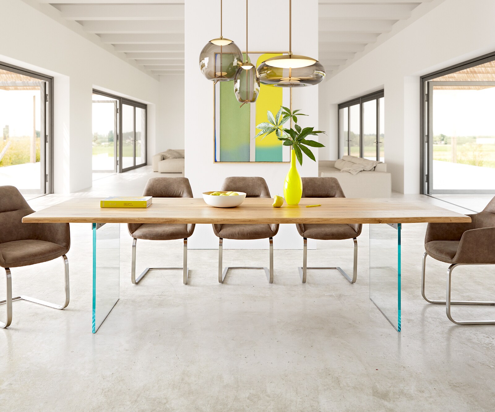 Eettafel Edge 260x100x2,5-3 eiken natuur glas Live-Edge 1