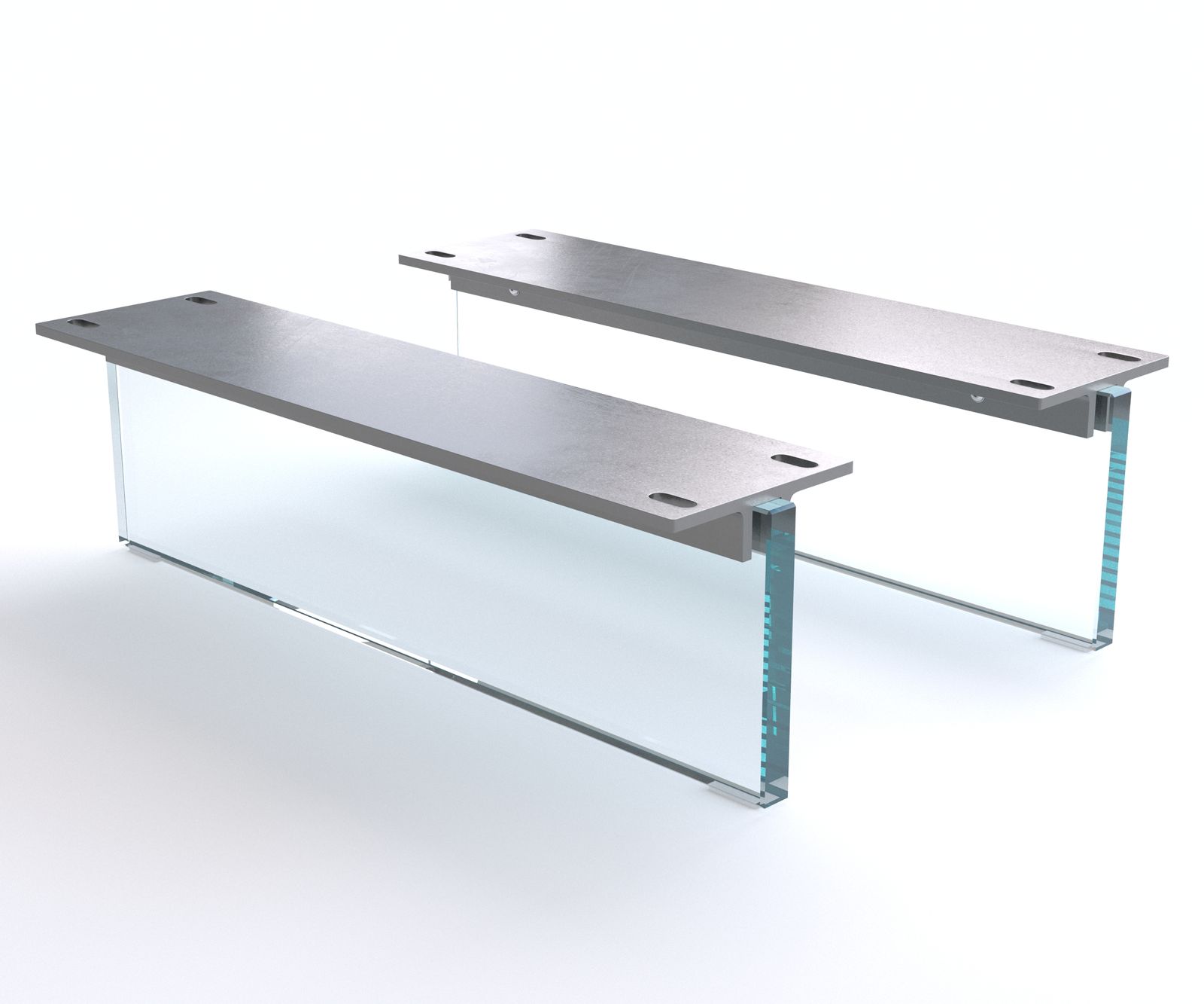 Poot Zwevend frame 20 cm glas voor 60 cm diep kastmeubel (set van 2)