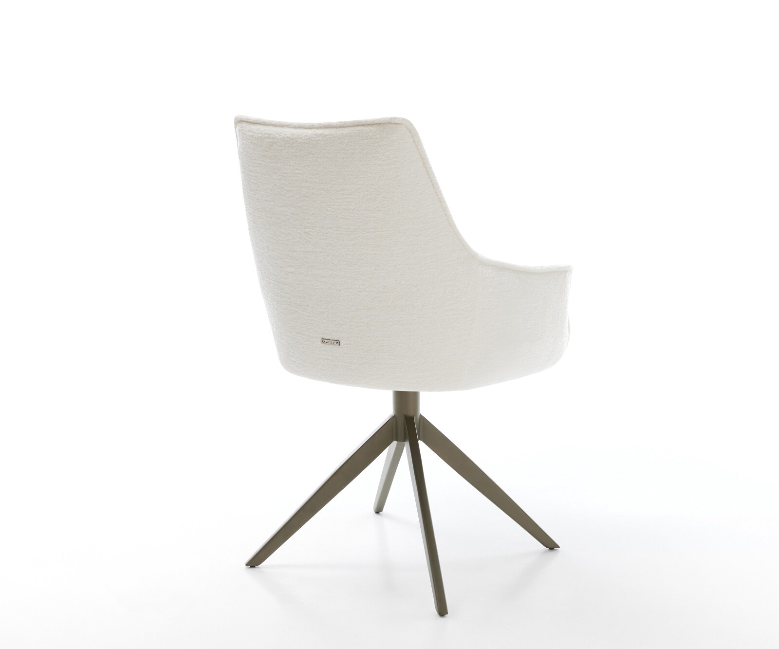 Draaistoel Alja-Flex met armleuning bouclé zacht beige kruisframe breed afwerking met titanium 360° draaibaar rocker-functie pocketveer kern 5