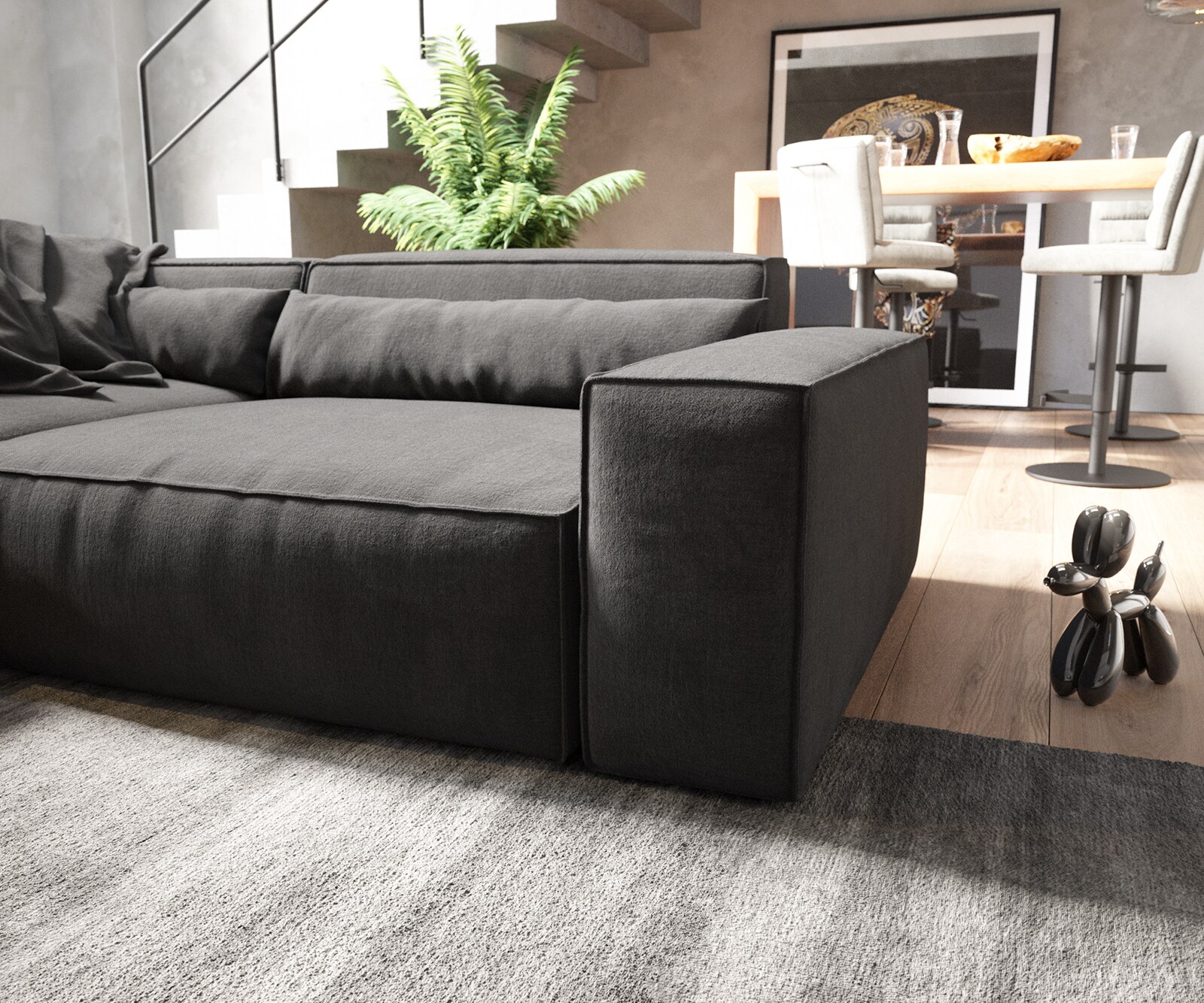 Woonkamerlandschap Sirpio XL 360x260 cm microvezel zwart recamiere variabele 5