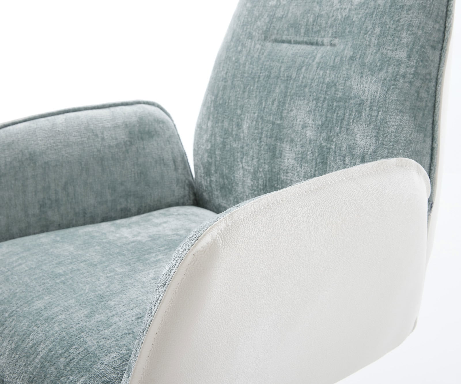 Draaistoel Zoa-Flex materiaalmix echt leer wit-pastelblauw kruispoot wit 360° draaibaar rocker-functie pocketveer kern 3 Draaistoel Zoa-Flex materiaalmix echt leer wit-pastelblauw kruispoot wit 360° draaibaar rocker-functie pocketveer kern 3