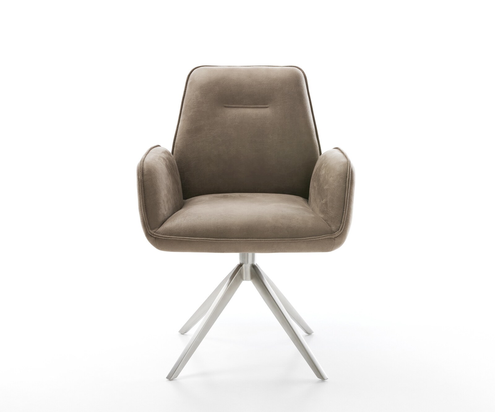 Draaistoel Zoa-Flex microvelours taupe vintage kruisframe breed roestvrij staal 360° draaibaar rocker-functie pocketveer kern 2