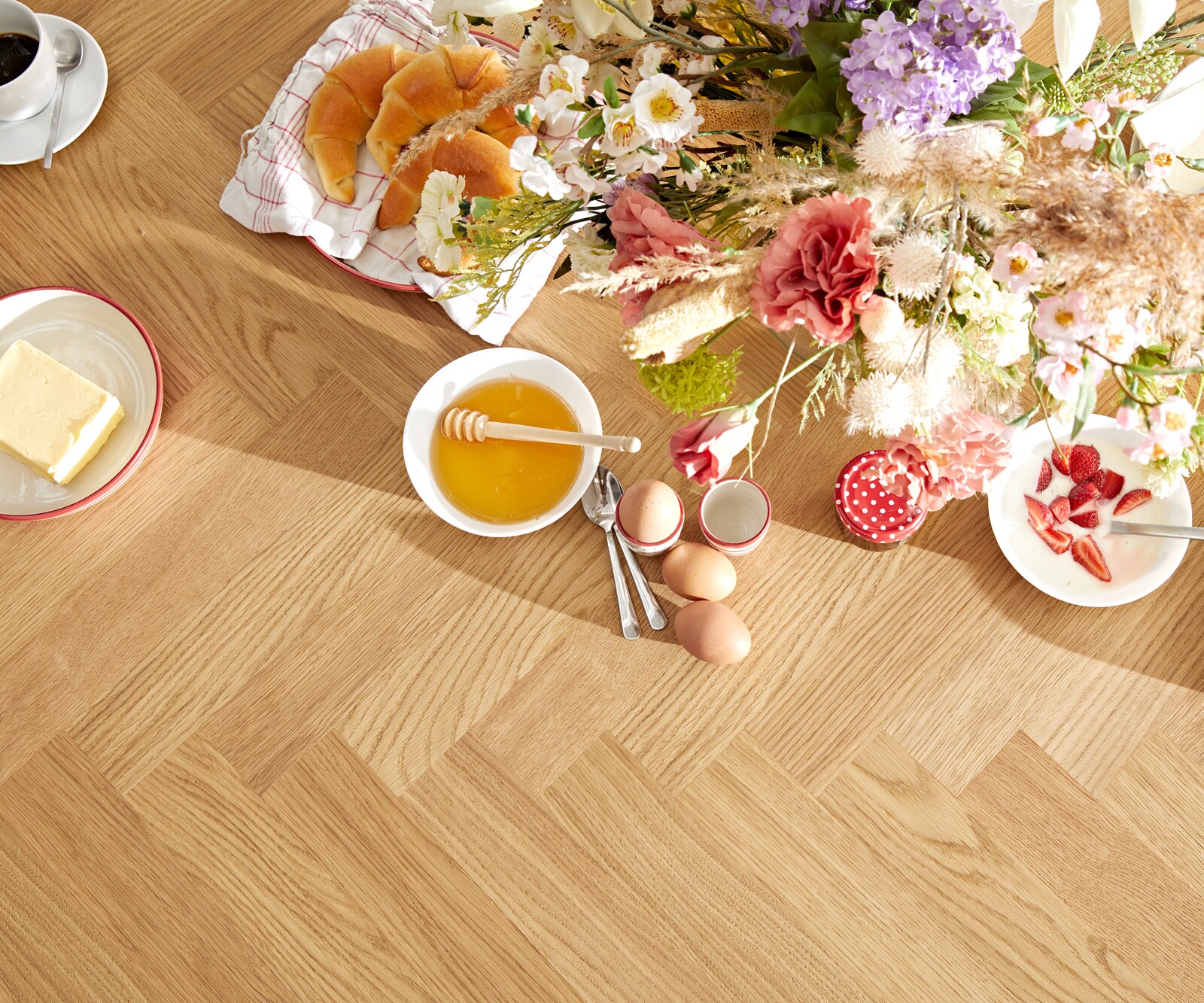 Eettafel Edge-Pure 200x100 eiken natuur Fishbone kruisframe rechthoek zwart 3